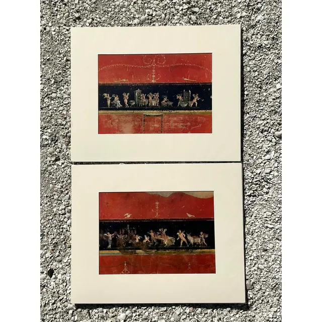 Vintage Italian Pompeii Fresco Original Prints - Set of 2 — additional photo 1