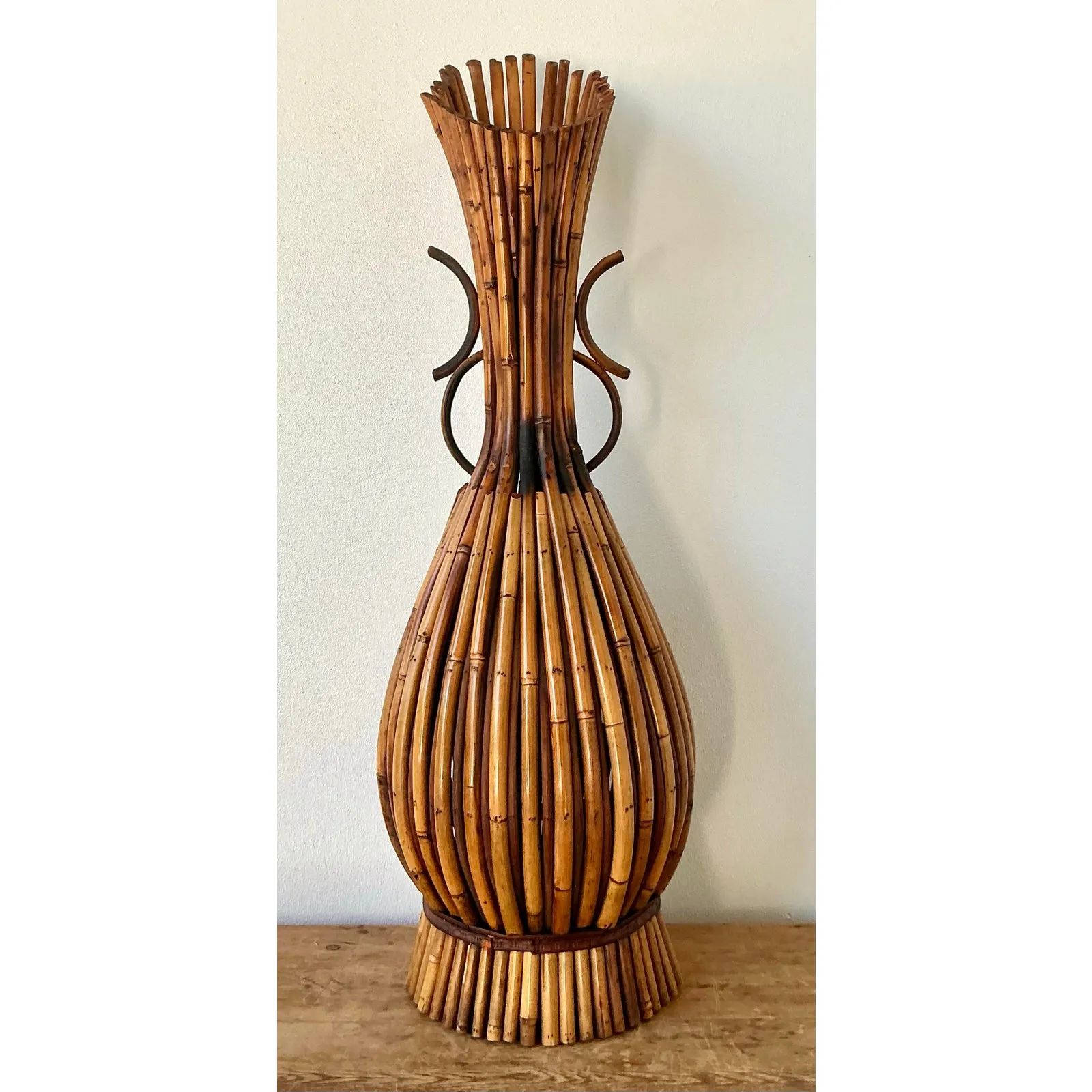 Vintage Boho Bent Bamboo Floor Vase — additional photo 3