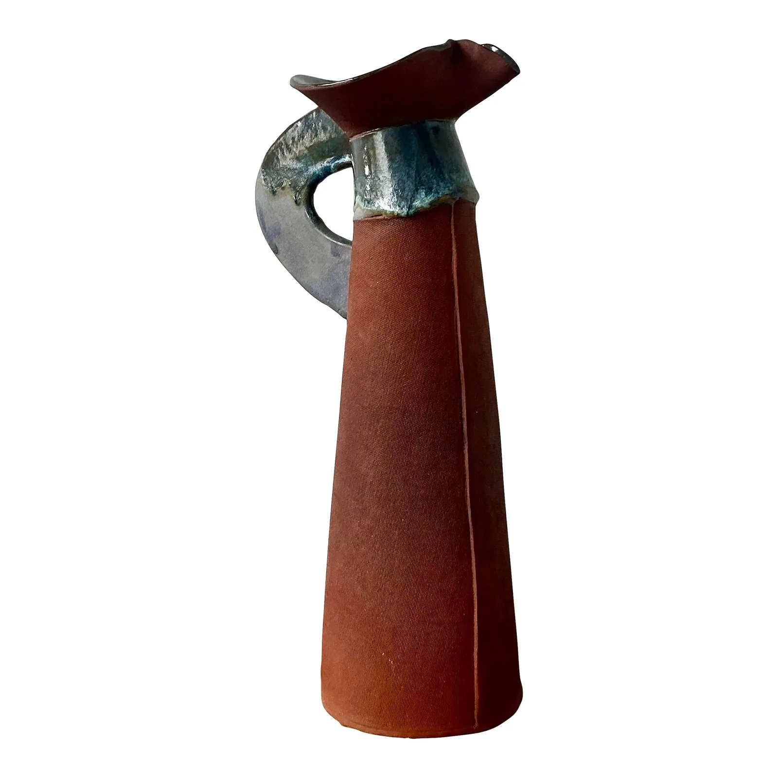 Vintage Boho Original Studio Pottery Pitcher - Ceramic, 7.75W x 16.25H — additional photo 8