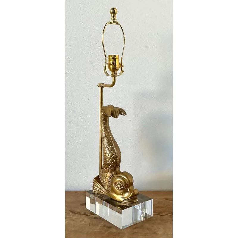 Vintage Regency Brass Koi Lamp — additional photo 2