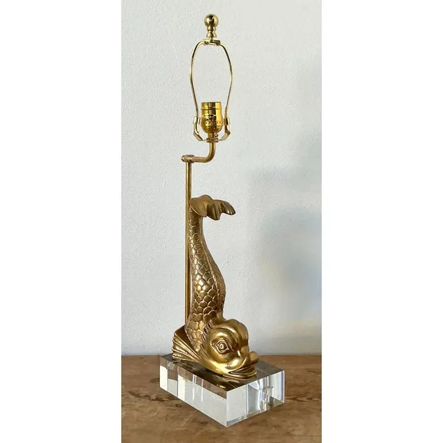 Vintage Regency Brass Koi Lamp — additional photo 2