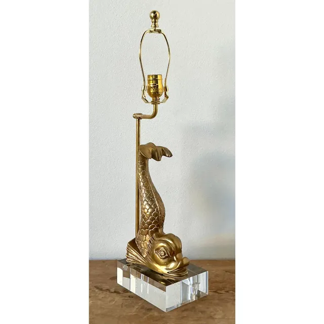 Vintage Regency Brass Koi Lamp — additional photo 3