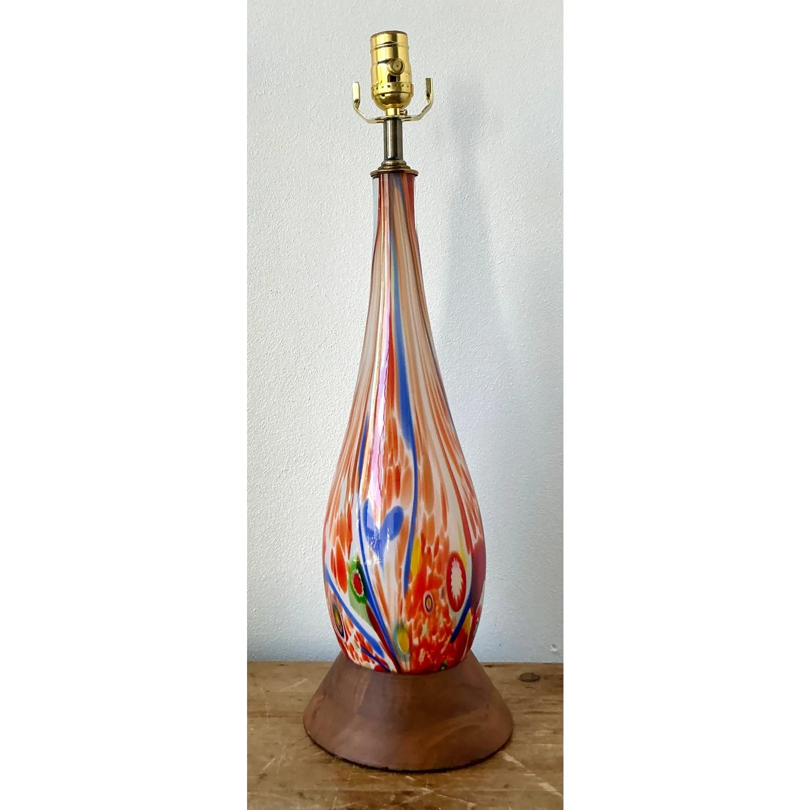 Vintage Boho Italian Glass Lamp - Glass, 6.5W x 22.25H — additional photo 7