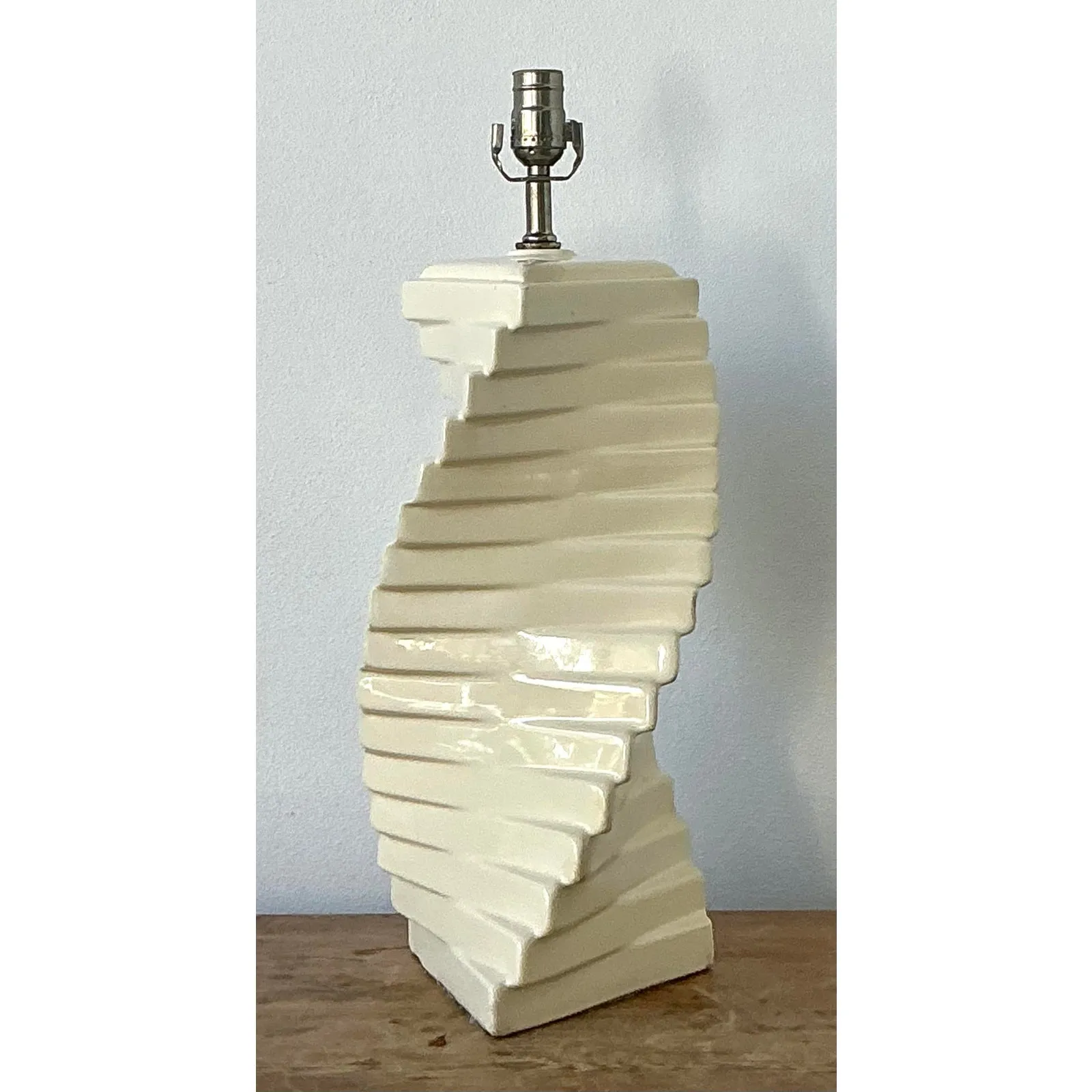 Vintage Boho Glazed Ceramic Twist Lamp — additional photo 2