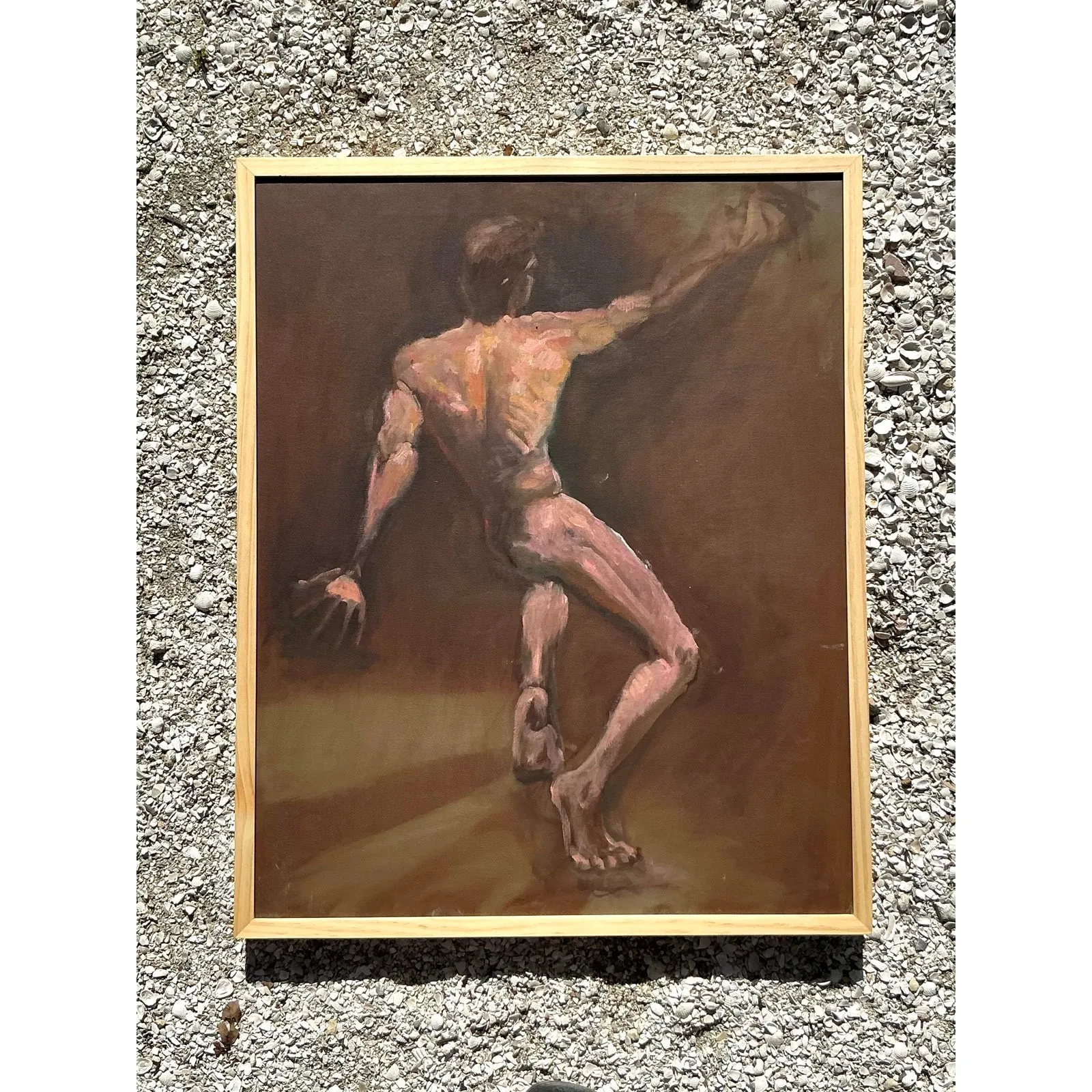 Vintage Boho Original Oil Nude on Canvas — additional photo 3