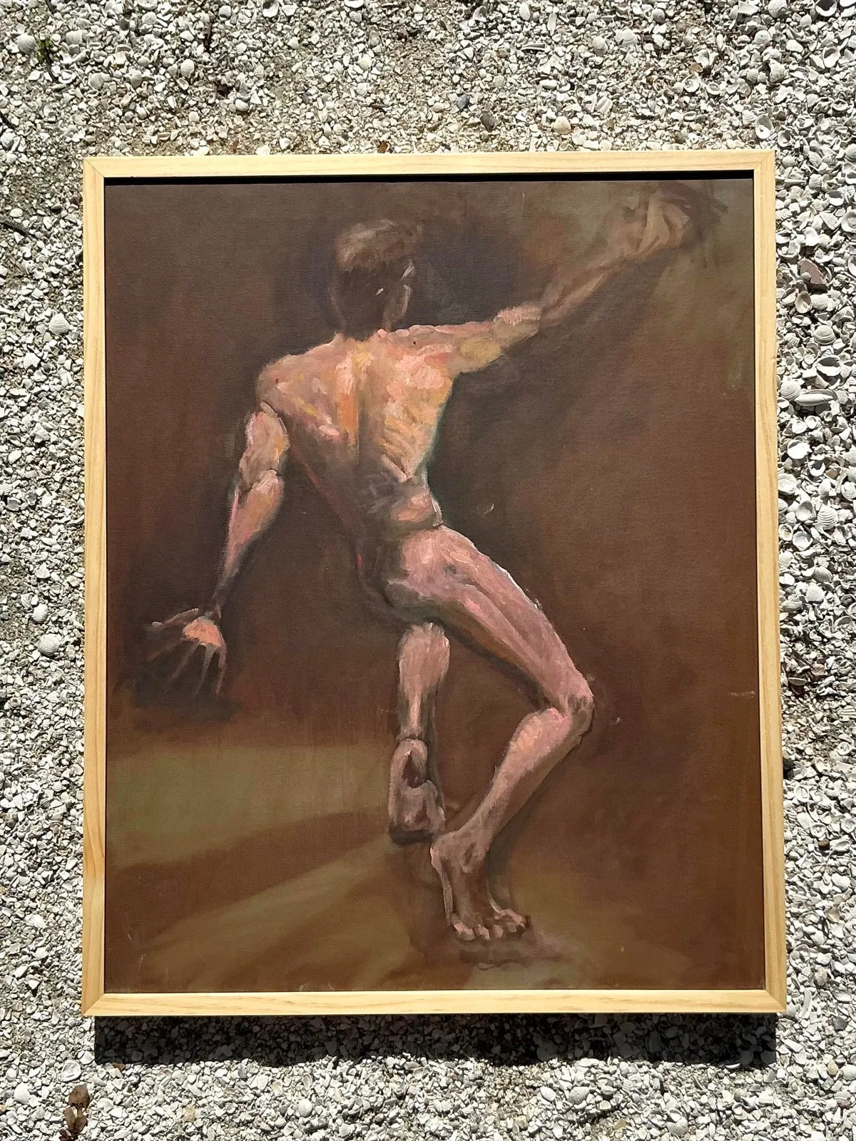 Vintage Boho Original Oil Nude on Canvas — additional photo 4