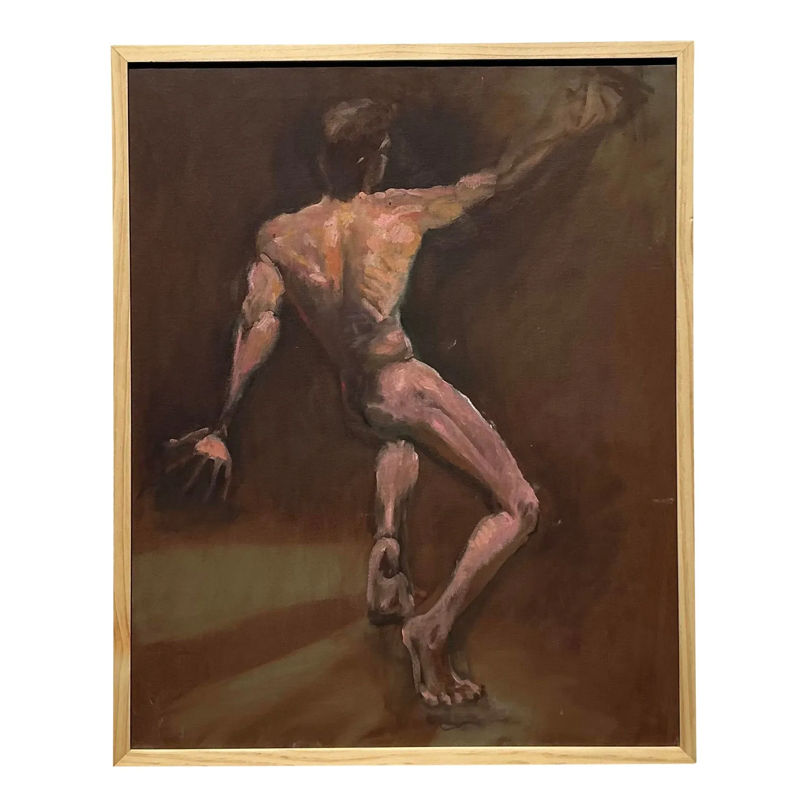 Vintage Boho Original Oil Nude on Canvas — additional photo 1