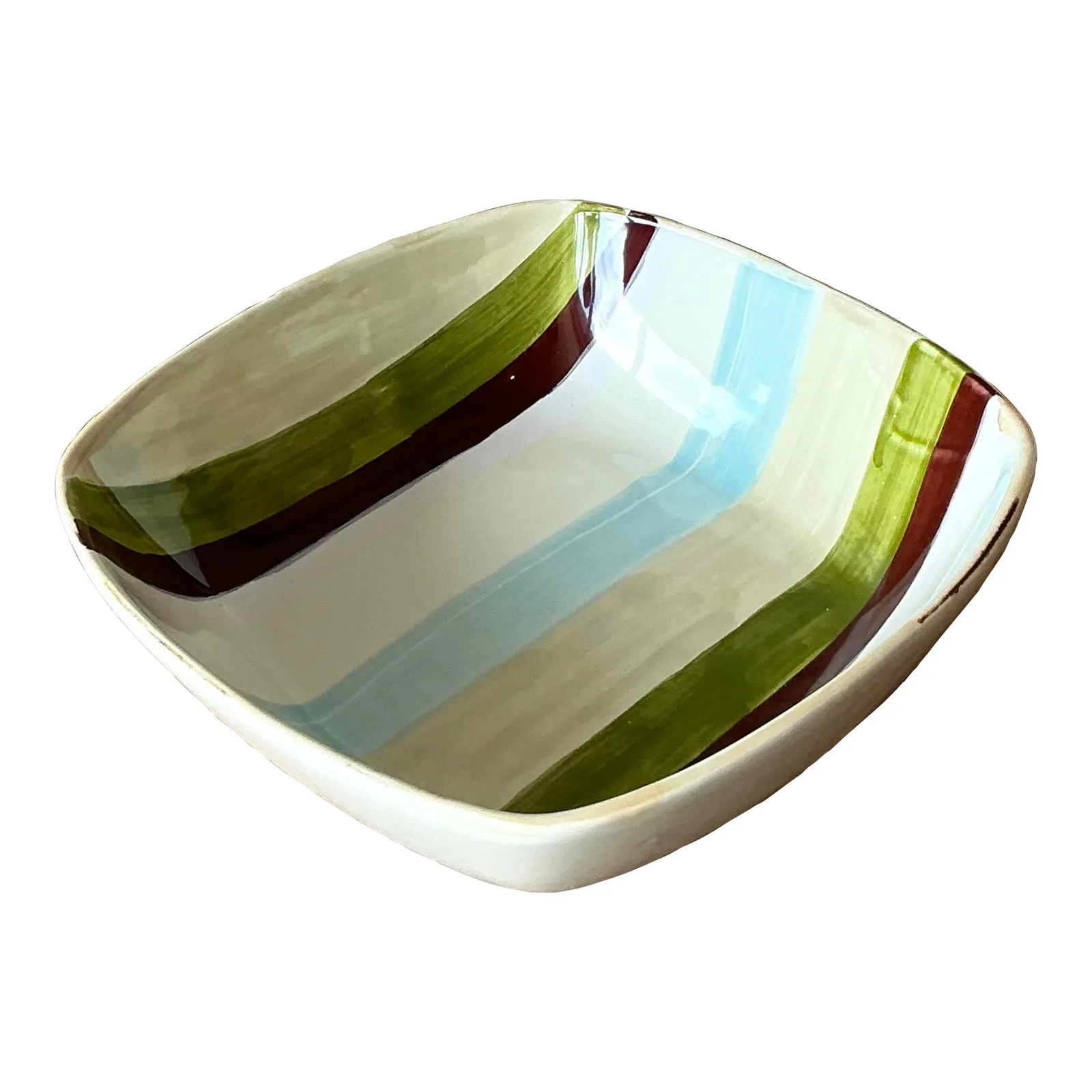 Vintage Boho Italian Vietri Glazed Ceramic Serving Bowl — additional photo 6