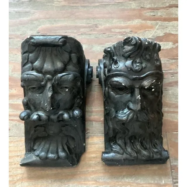 Vintage Boho Painted Plaster Corbels - Set of 2 — additional photo 1