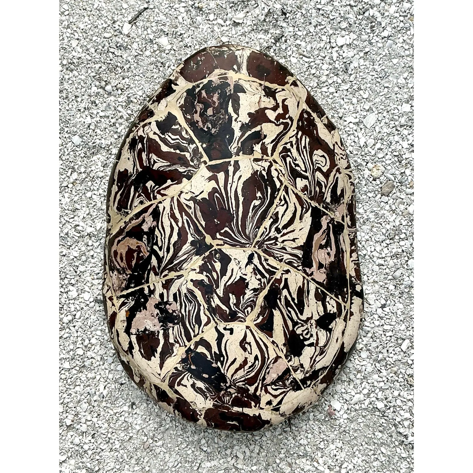 Vintage Boho Artisanal Pigmented Plaster Scagliola Turtle Shell — additional photo 2