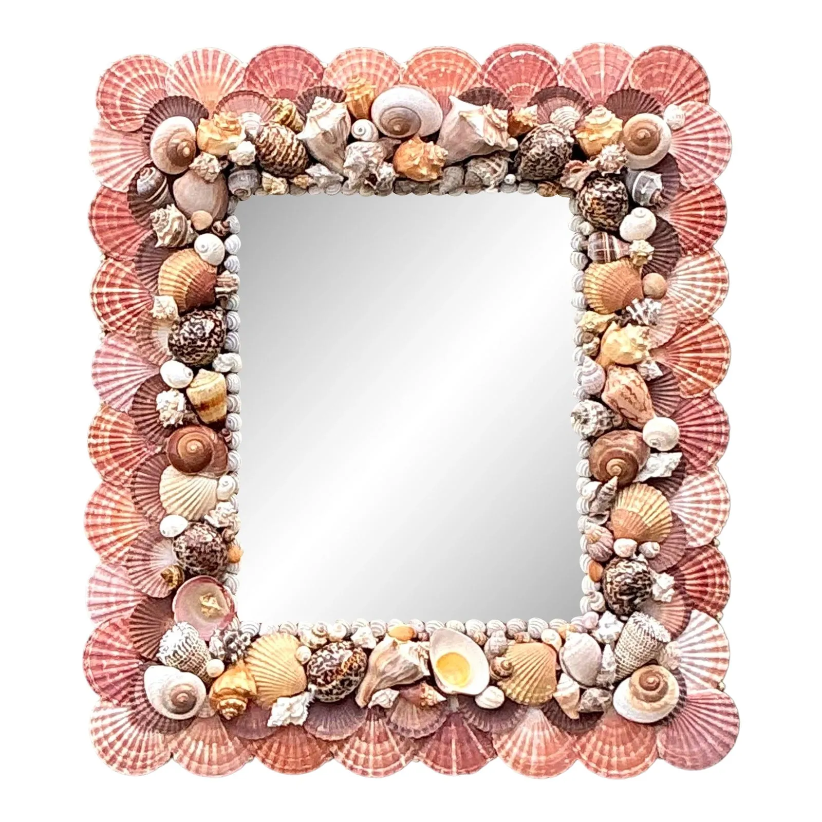 Vintage Boho Shell Encrusted Mirror - Mirrored Glass, 29.75W x 33H — additional photo 1