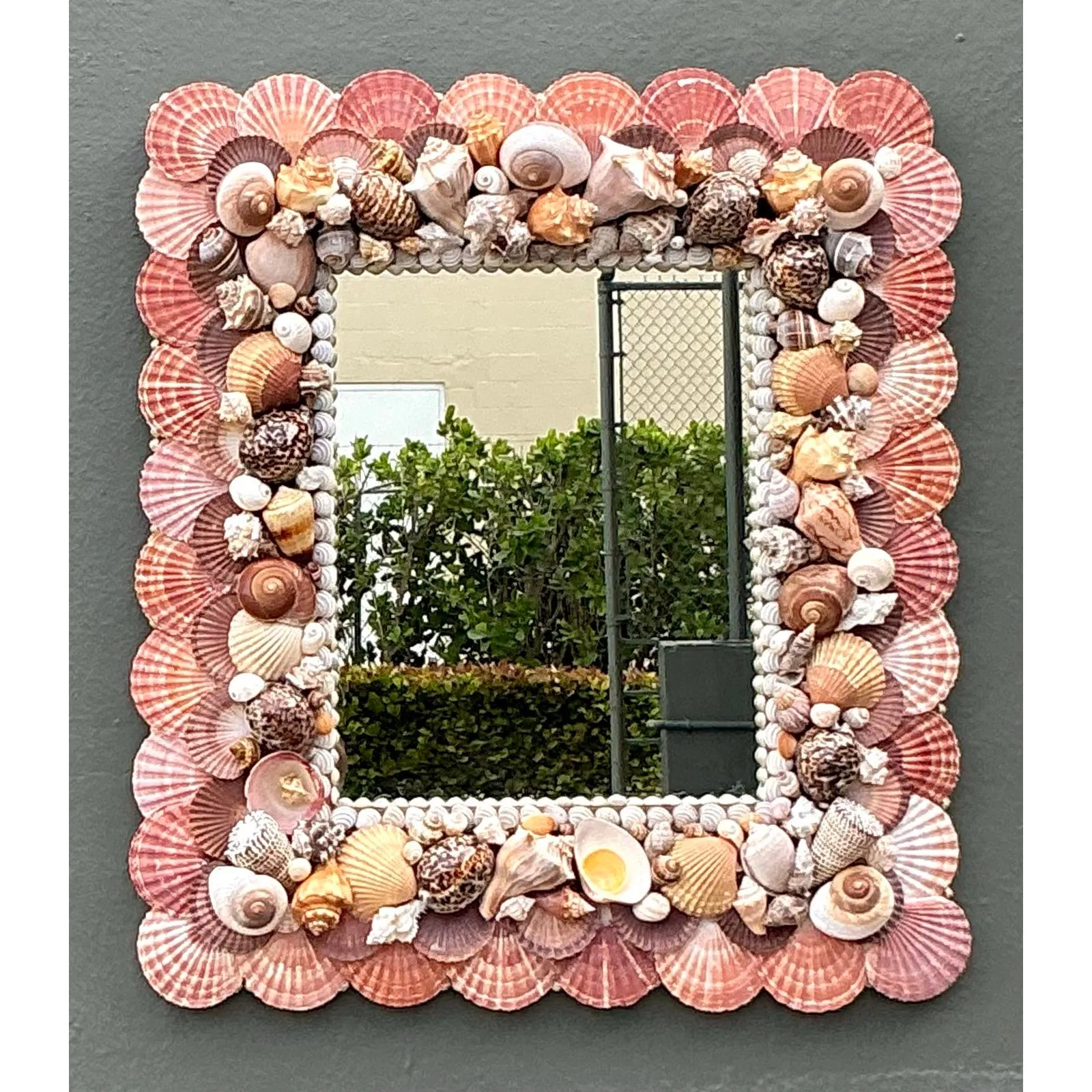 Vintage Boho Shell Encrusted Mirror - Mirrored Glass, 29.75W x 33H — additional photo 4