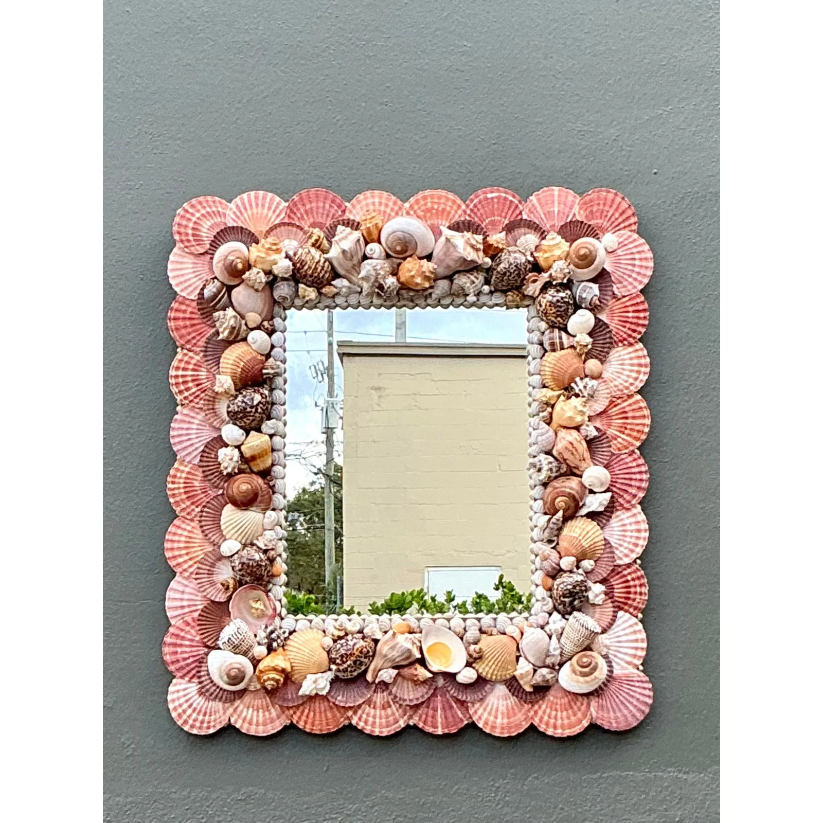 Vintage Boho Shell Encrusted Mirror - Mirrored Glass, 29.75W x 33H — additional photo 5