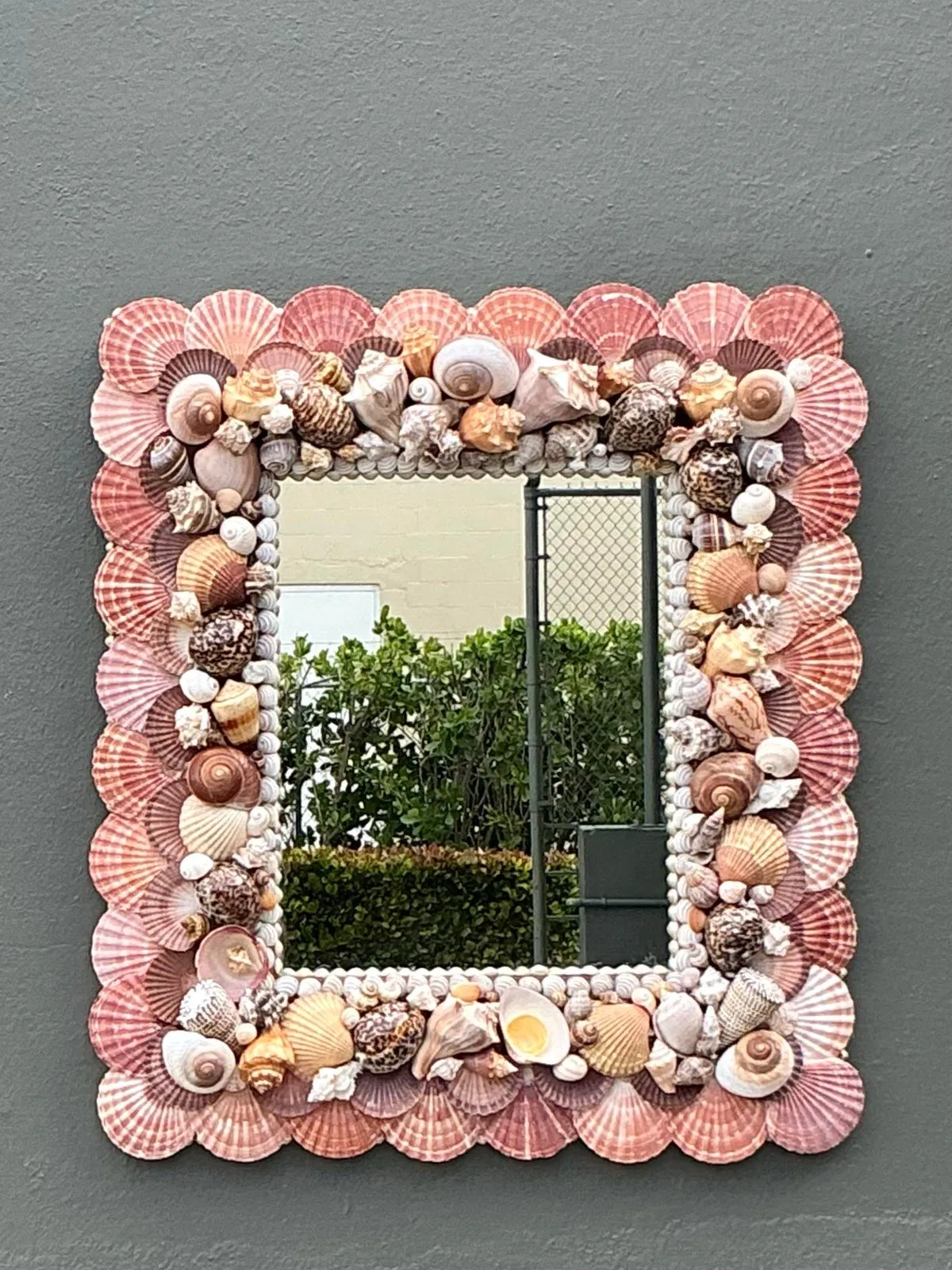Vintage Boho Shell Encrusted Mirror - Mirrored Glass, 29.75W x 33H — additional photo 5