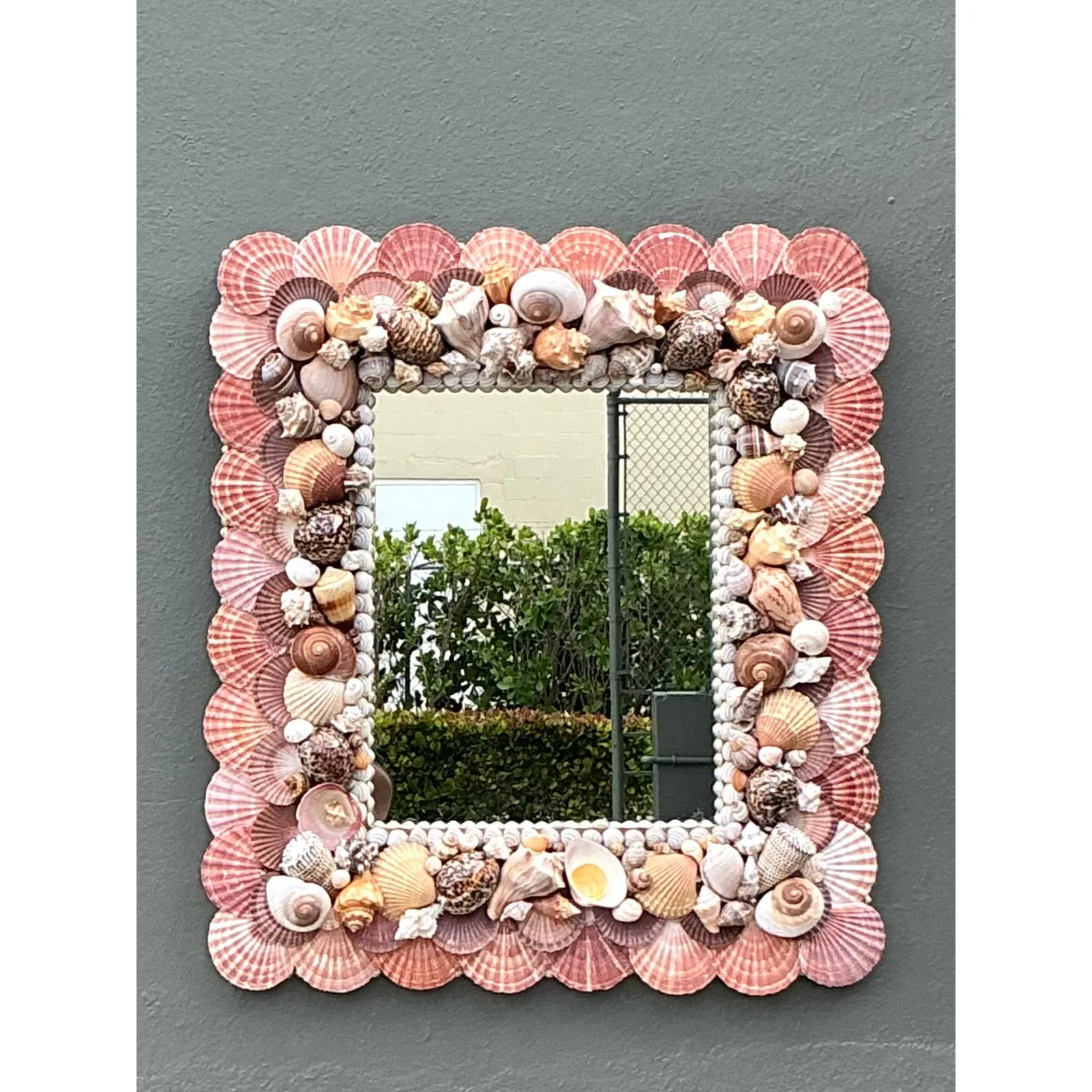 Vintage Boho Shell Encrusted Mirror - Mirrored Glass, 29.75W x 33H — additional photo 7