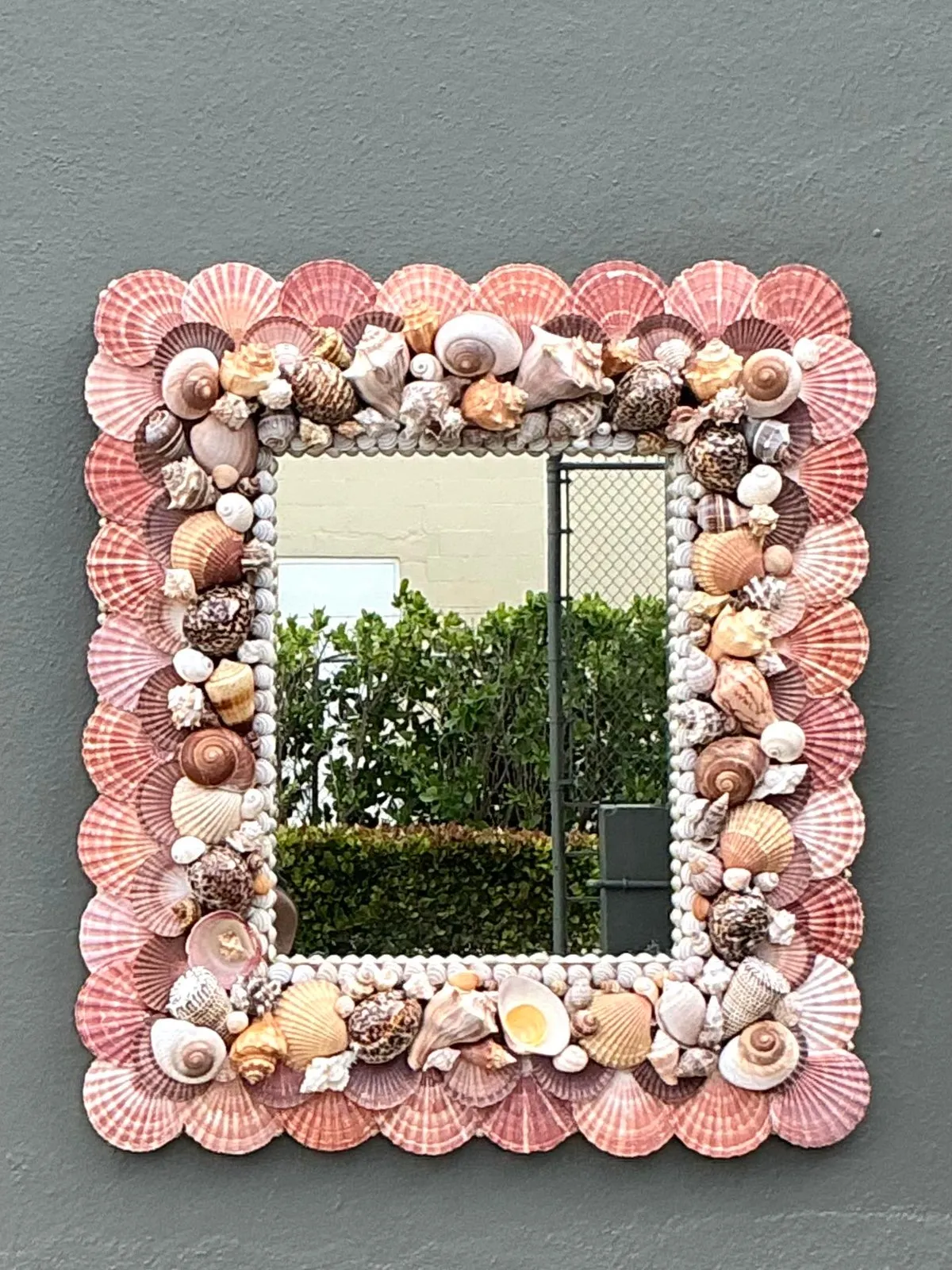 Vintage Boho Shell Encrusted Mirror - Mirrored Glass, 29.75W x 33H — additional photo 6
