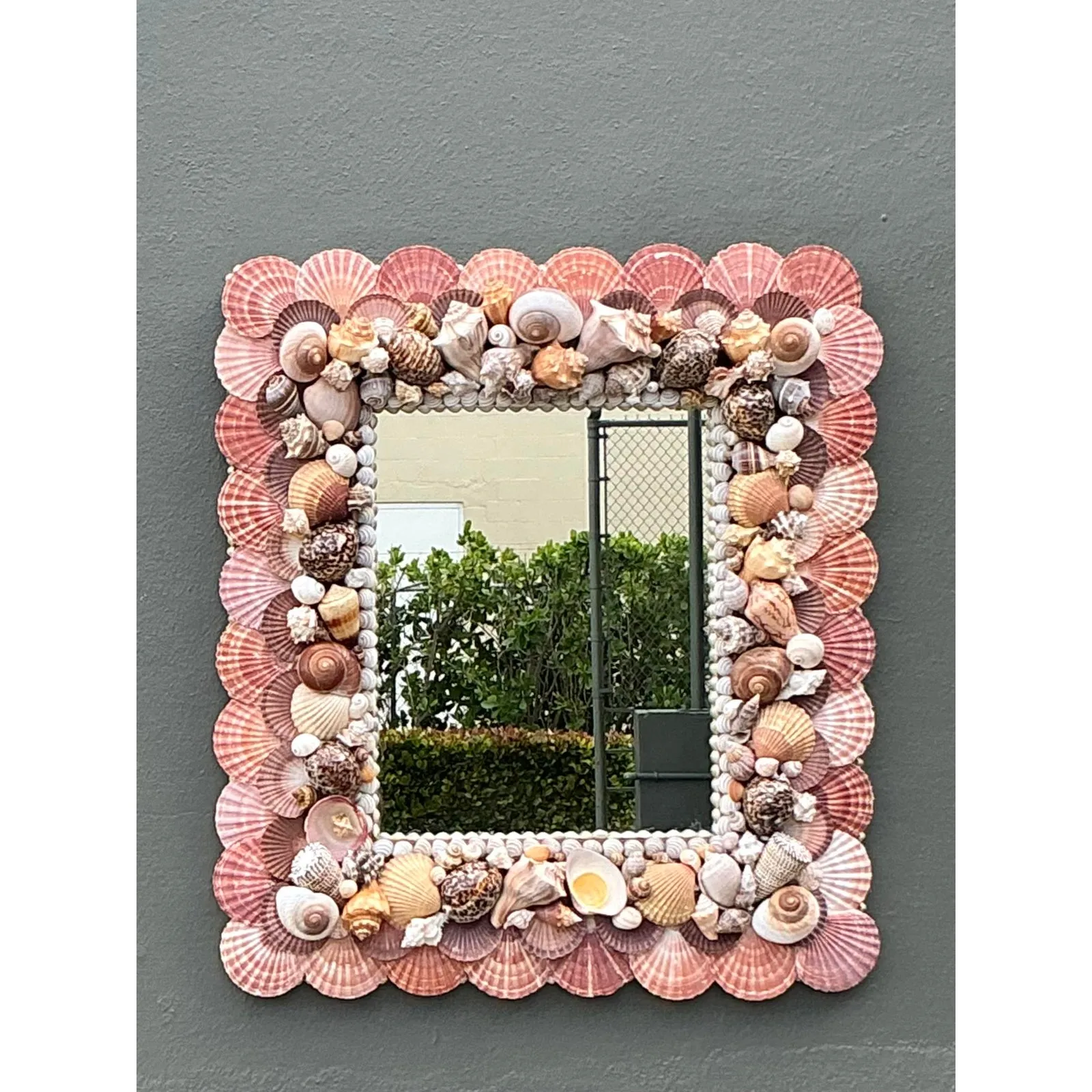 Vintage Boho Shell Encrusted Mirror - Mirrored Glass, 29.75W x 33H — additional photo 8