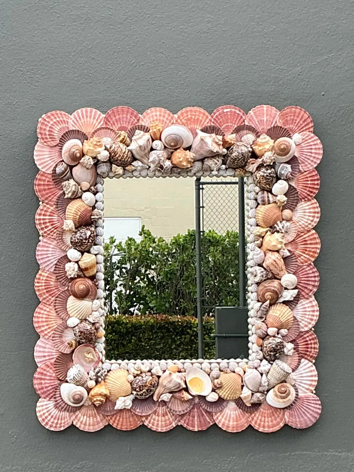 Vintage Boho Shell Encrusted Mirror - Mirrored Glass, 29.75W x 33H — additional photo 7