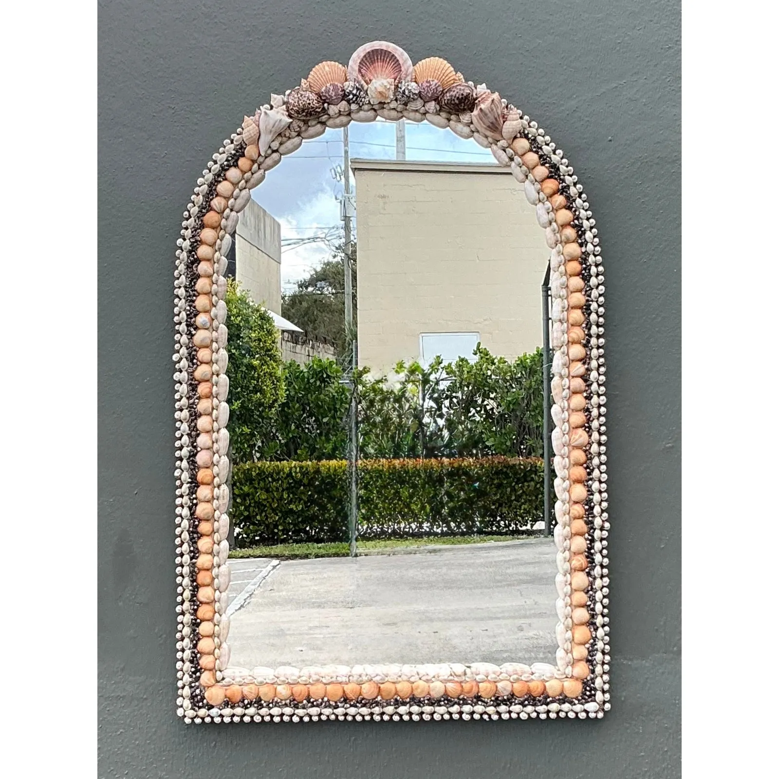 Vintage Boho Shell Encrusted Arched Mirror — additional photo 3