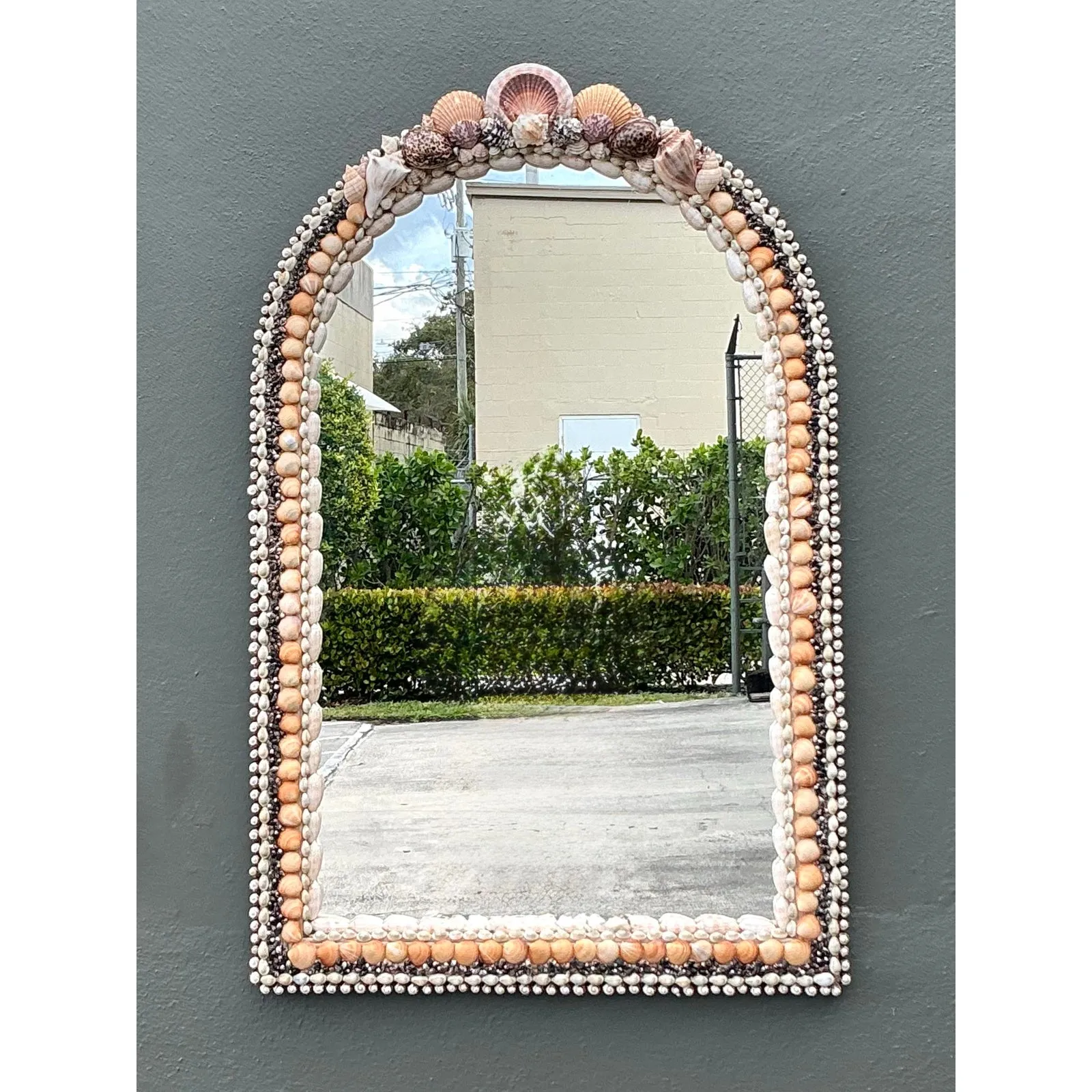 Vintage Boho Shell Encrusted Arched Mirror — additional photo 4