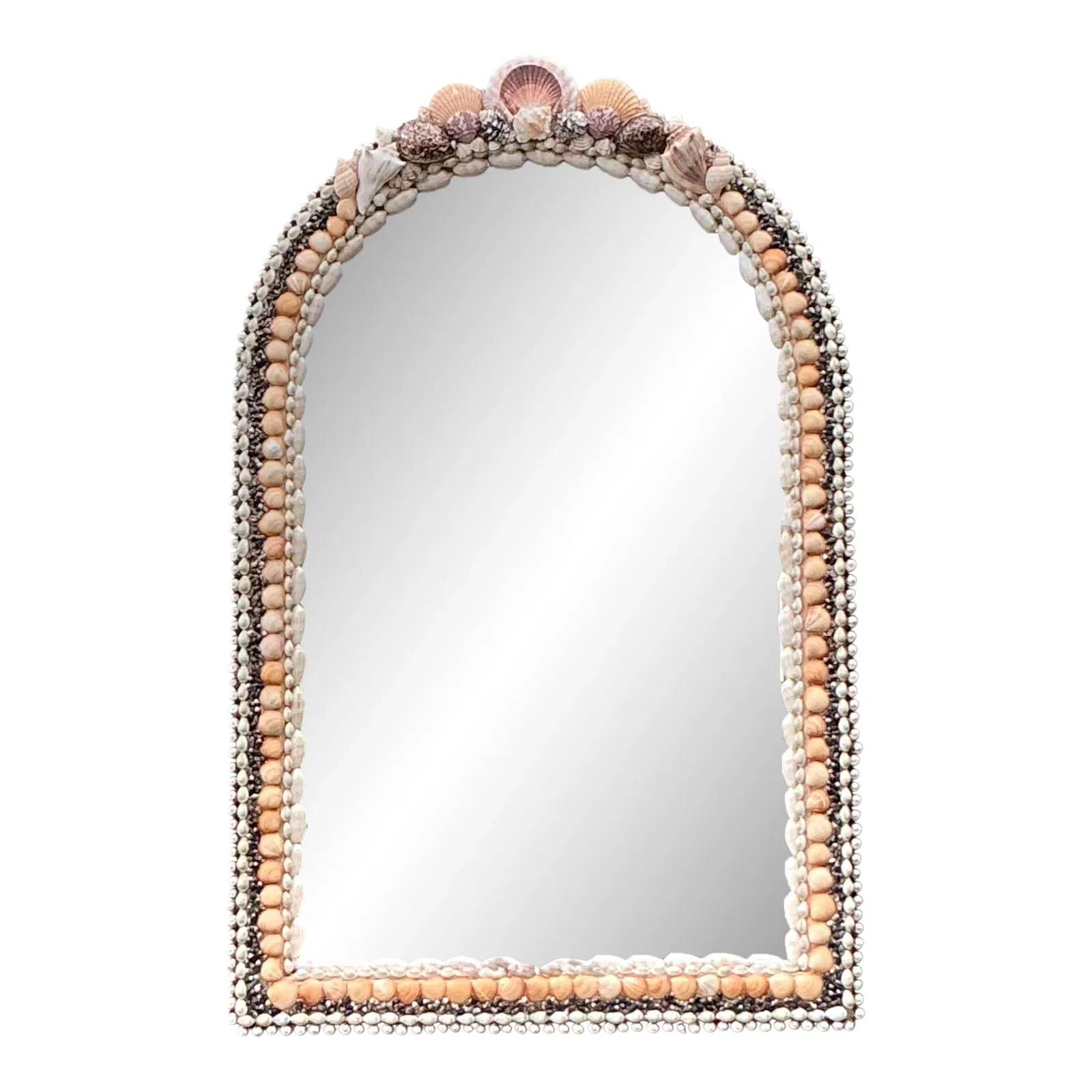 Vintage Boho Shell Encrusted Arched Mirror — additional photo 1