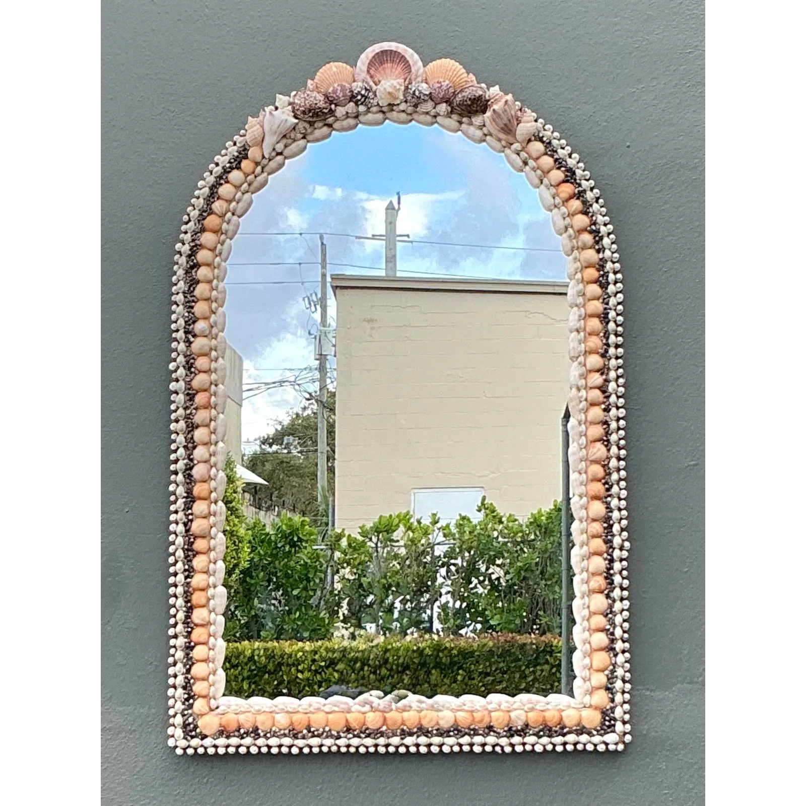 Vintage Boho Shell Encrusted Arched Mirror — additional photo 5