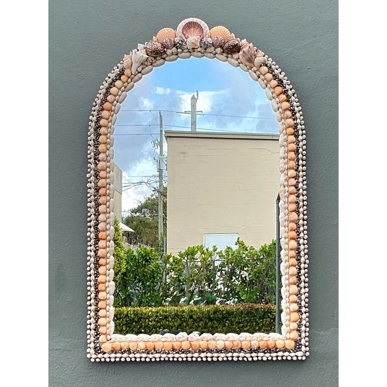 Vintage Boho Shell Encrusted Arched Mirror — additional photo 7