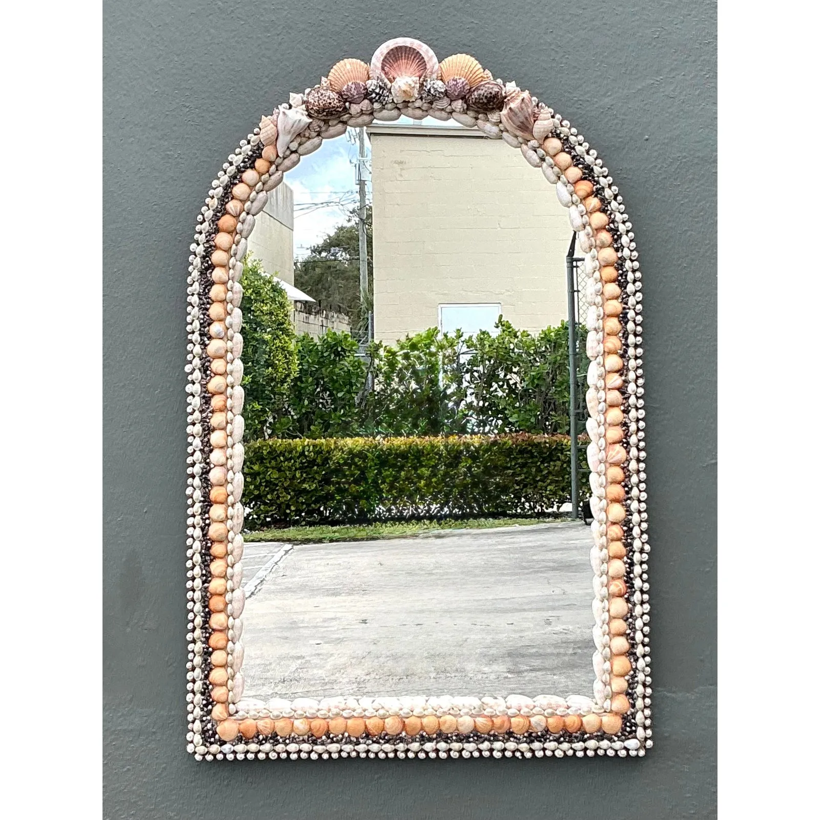 Vintage Boho Shell Encrusted Arched Mirror — additional photo 8