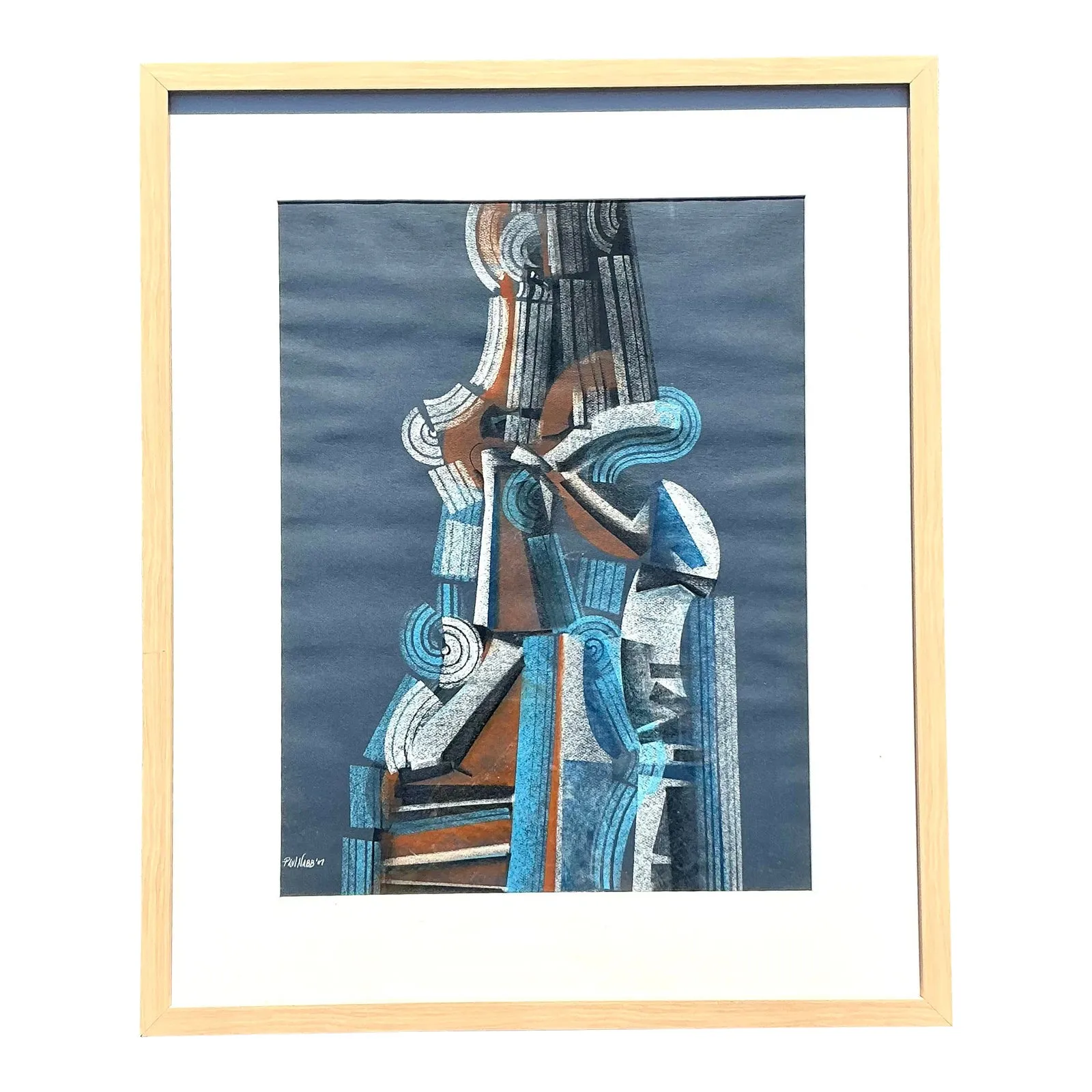 Vintage Boho Abstract Pastel on Paper — additional photo 1