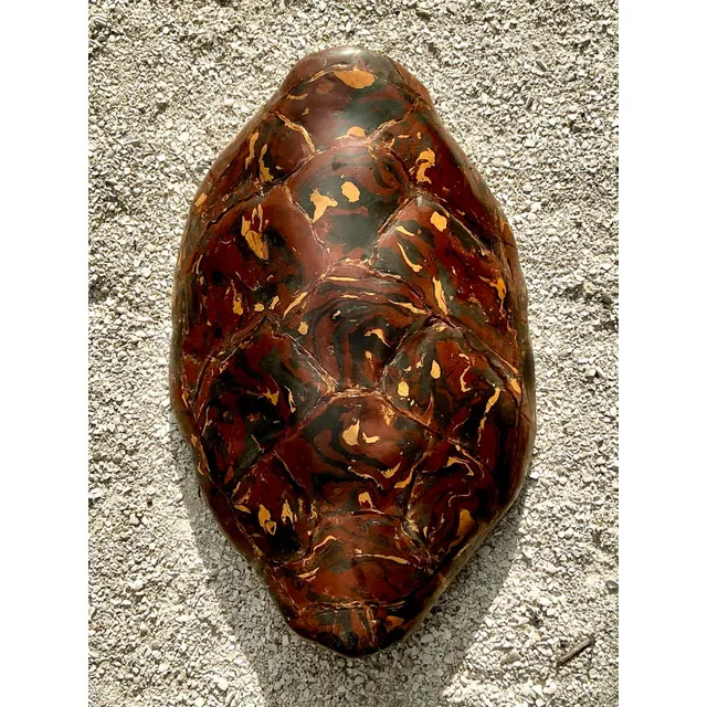 Vintage Boho Artisanal Pigmented Plaster Scagliola Turtle Shell — additional photo 3