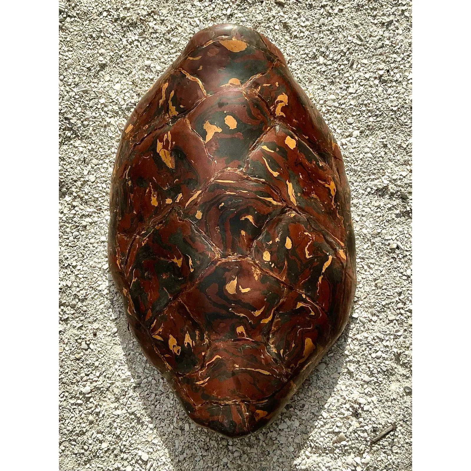 Vintage Boho Artisanal Pigmented Plaster Scagliola Turtle Shell — additional photo 4