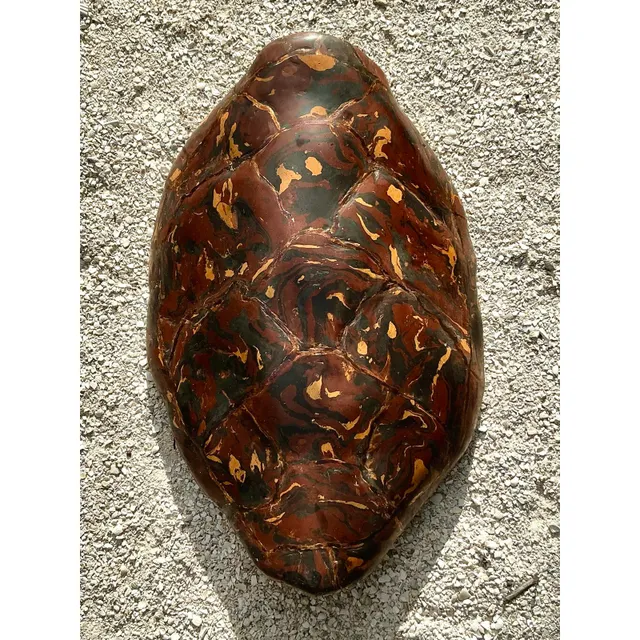 Vintage Boho Artisanal Pigmented Plaster Scagliola Turtle Shell — additional photo 4