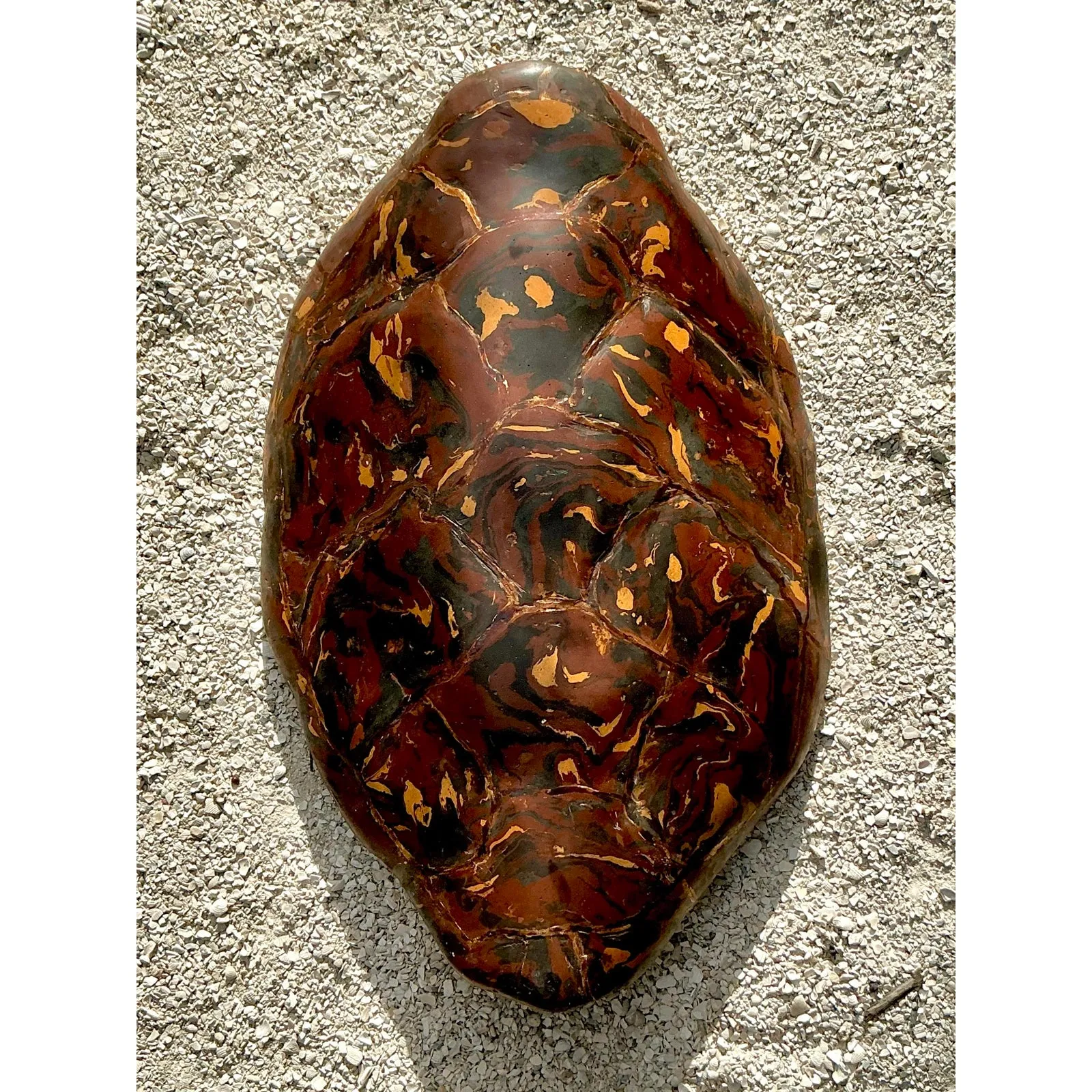 Vintage Boho Artisanal Pigmented Plaster Scagliola Turtle Shell — additional photo 5