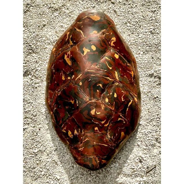 Vintage Boho Artisanal Pigmented Plaster Scagliola Turtle Shell — additional photo 6