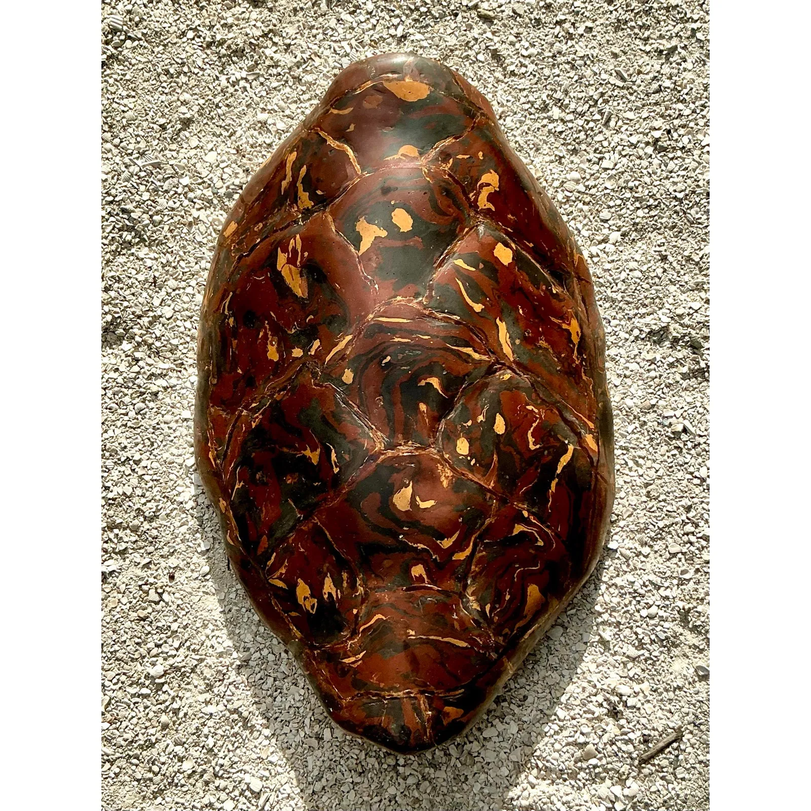 Vintage Boho Artisanal Pigmented Plaster Scagliola Turtle Shell — additional photo 7