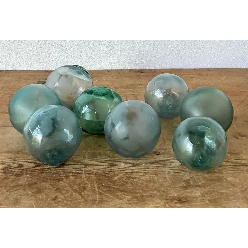 Vintage Boho Green Glass Spheres - Set of 8 — additional photo 1