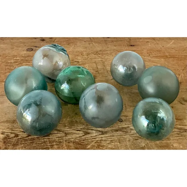 Vintage Boho Green Glass Spheres - Set of 8 — additional photo 5