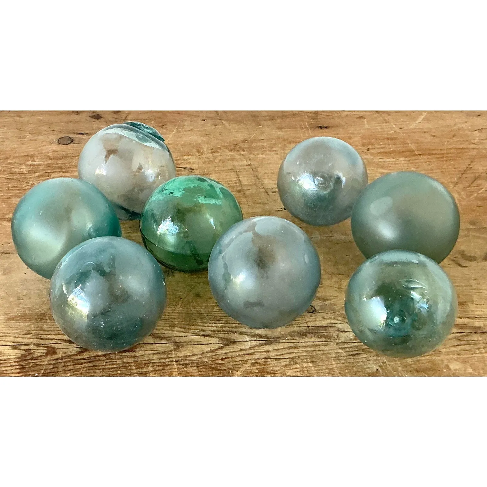 Vintage Boho Green Glass Spheres - Set of 8 — additional photo 6