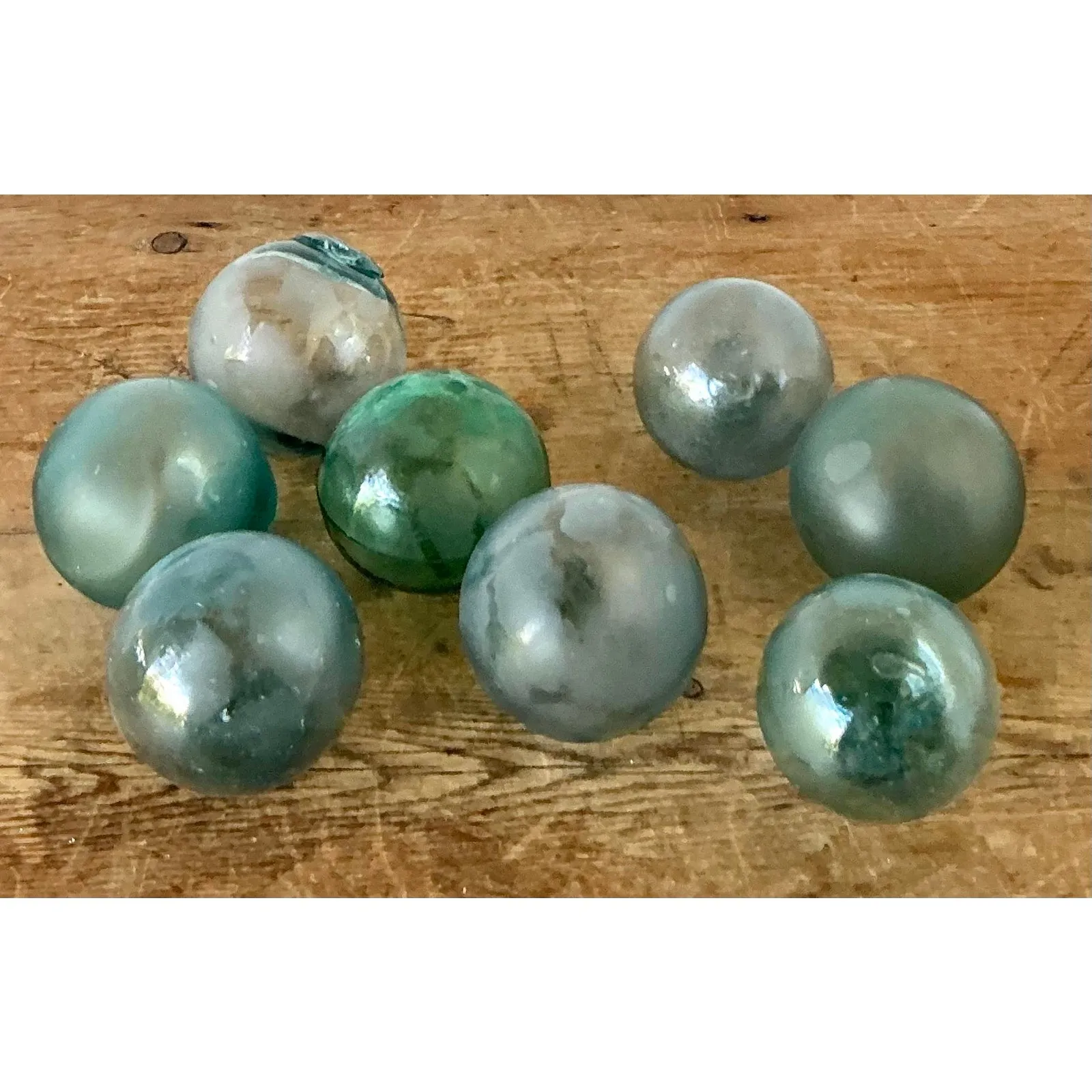 Vintage Boho Green Glass Spheres - Set of 8 — additional photo 7