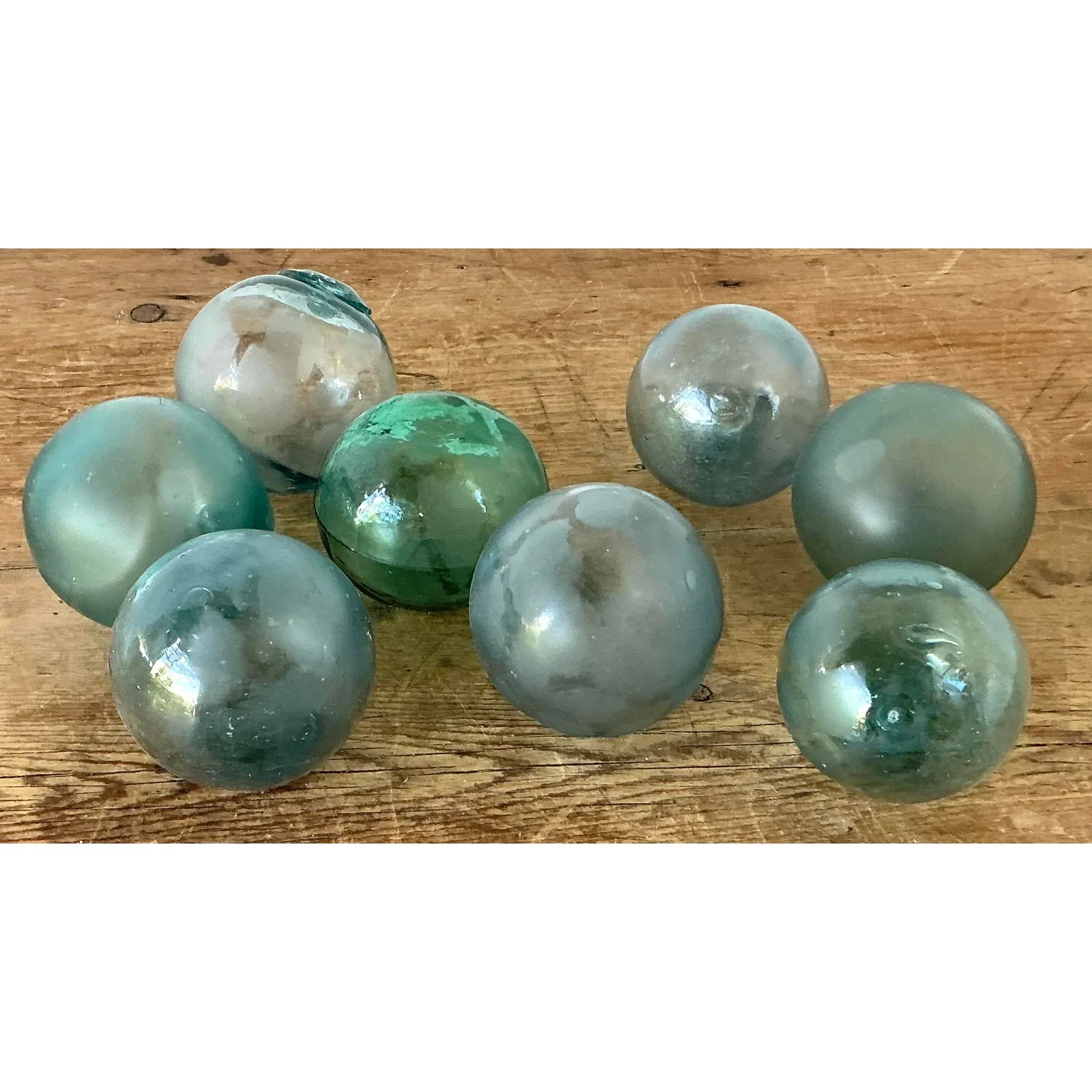Vintage Boho Green Glass Spheres - Set of 8 — additional photo 8