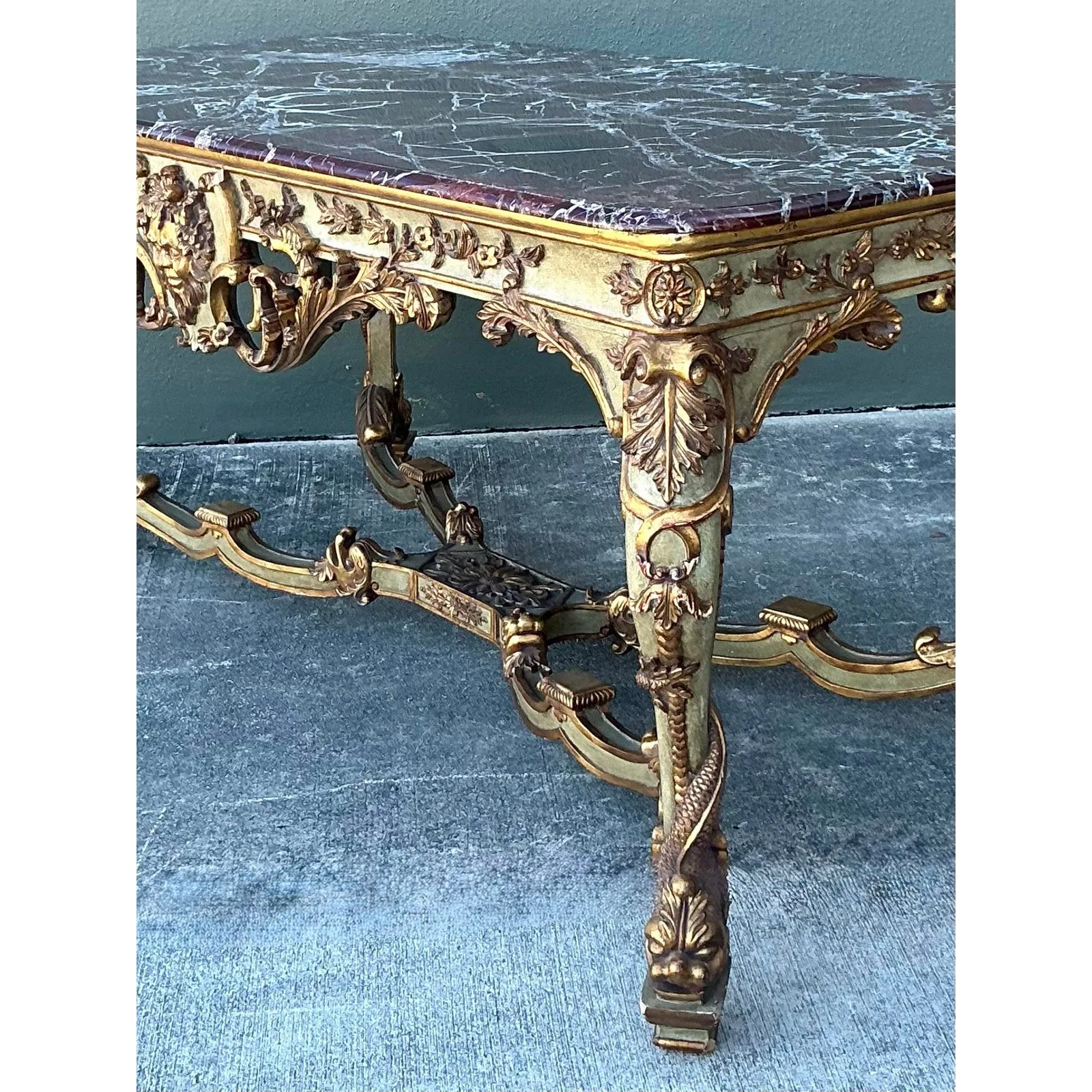 Vintage 19th Century Rococo Parcel Gilt Wood Console Table — additional photo 5