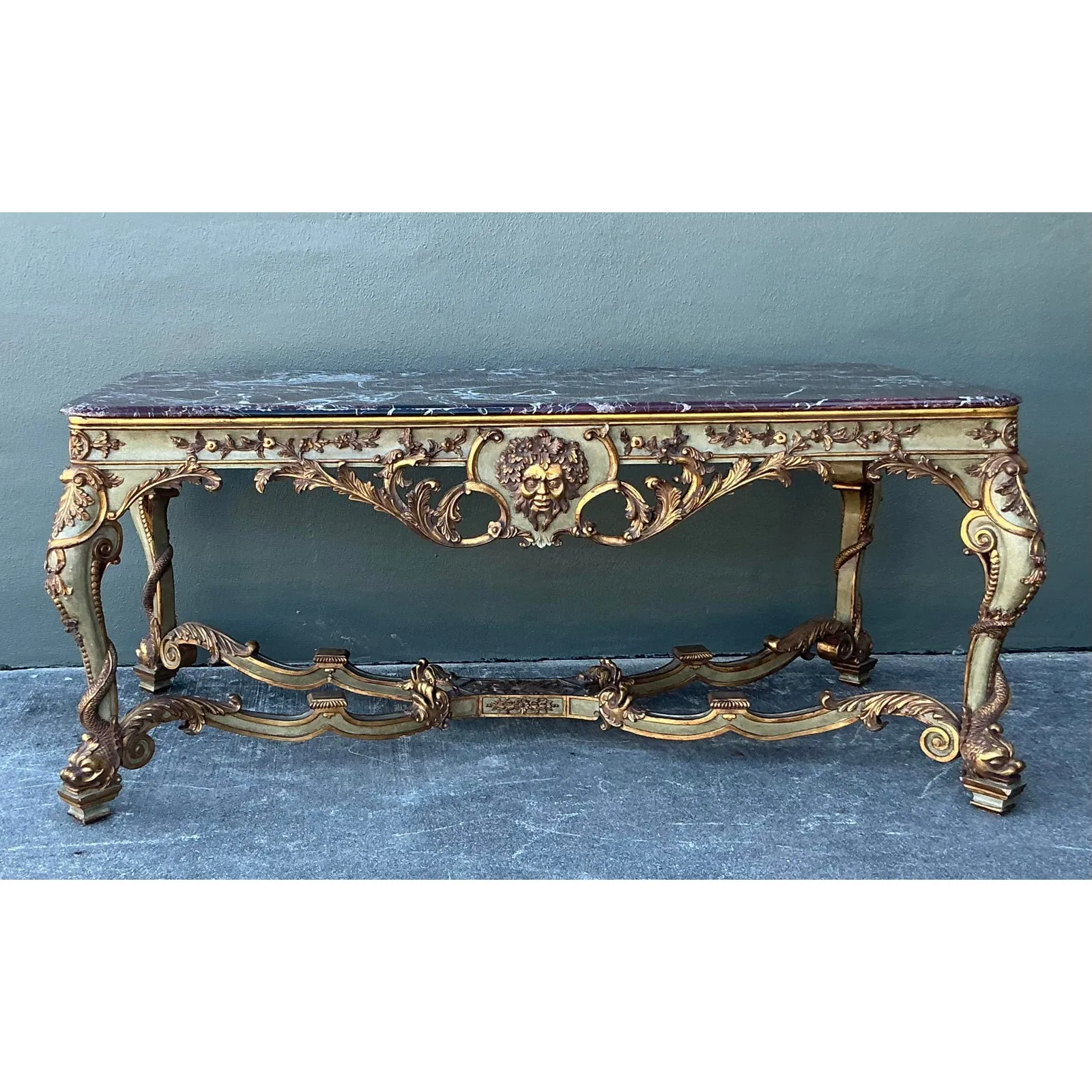 Vintage 19th Century Rococo Parcel Gilt Wood Console Table — additional photo 3