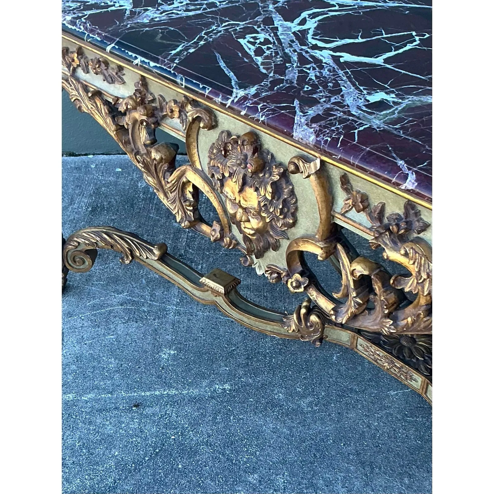 Vintage 19th Century Rococo Parcel Gilt Wood Console Table — additional photo 7