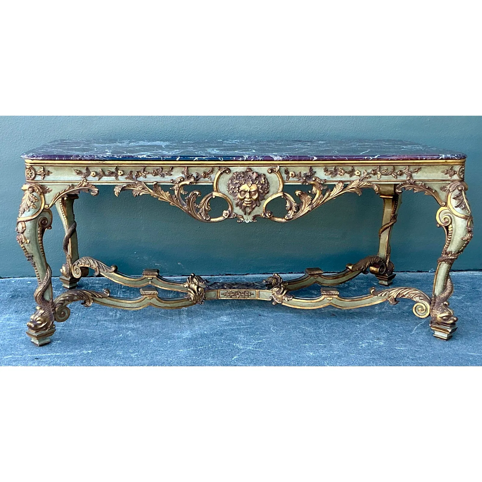 Vintage 19th Century Rococo Parcel Gilt Wood Console Table — additional photo 2