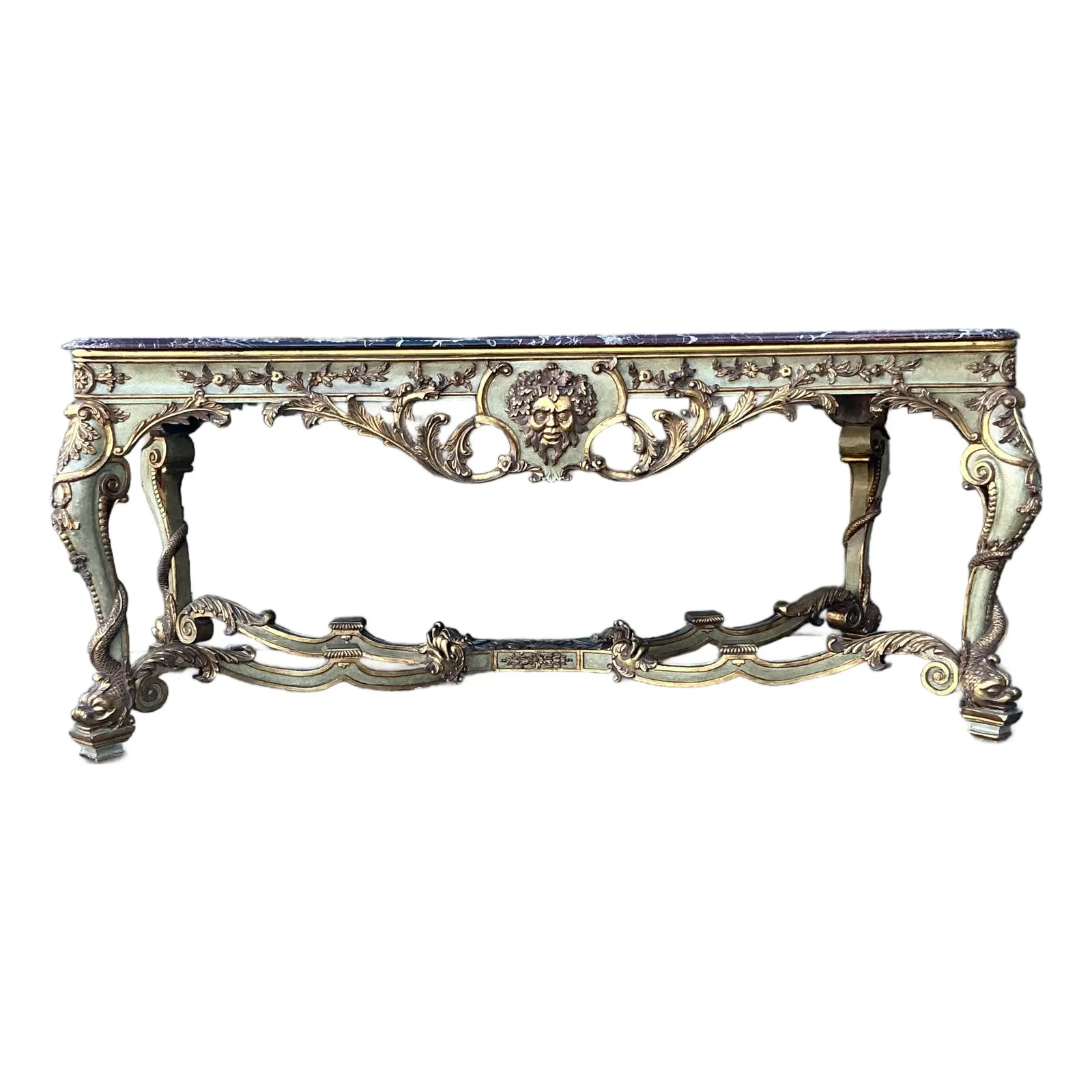 Vintage 19th Century Rococo Parcel Gilt Wood Console Table — additional photo 1