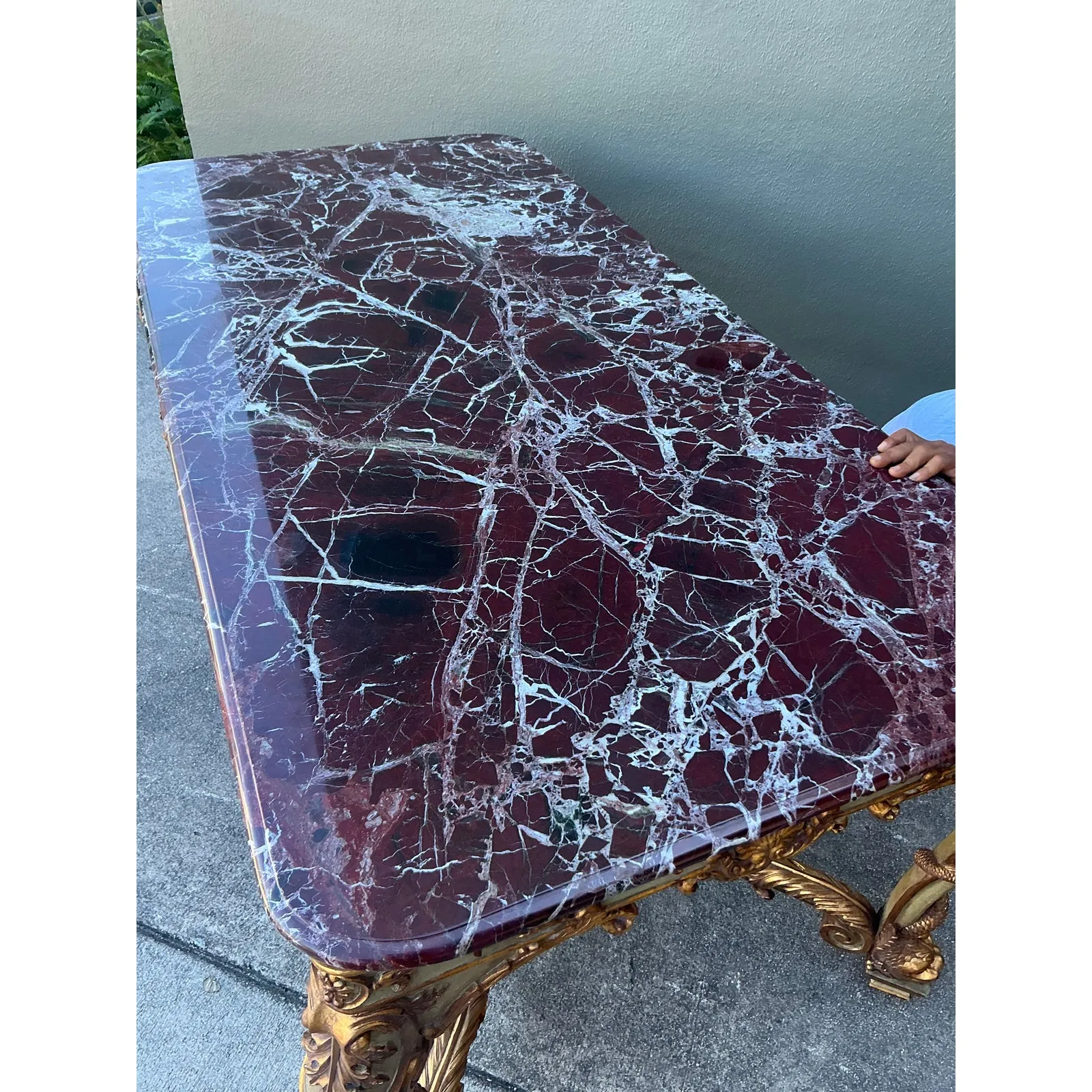 Vintage 19th Century Rococo Parcel Gilt Wood Console Table — additional photo 8