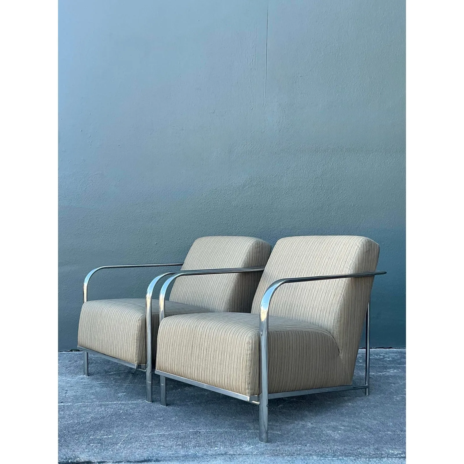 Vintage Boho Chrome Frame Lounge Chairs - A Pair — additional photo 2