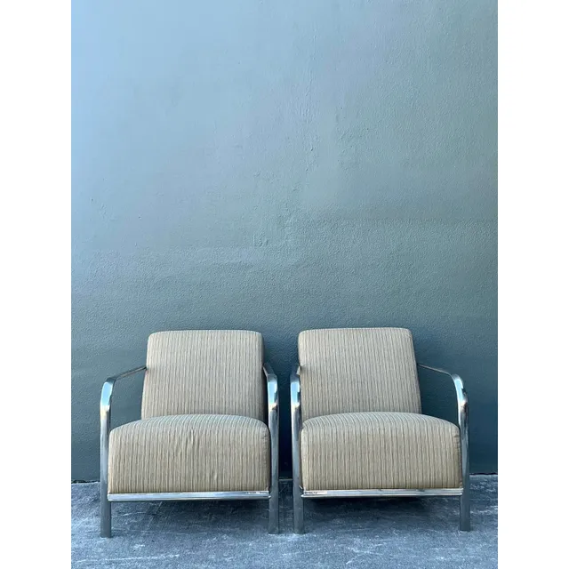 Vintage Boho Chrome Frame Lounge Chairs - A Pair — additional photo 3