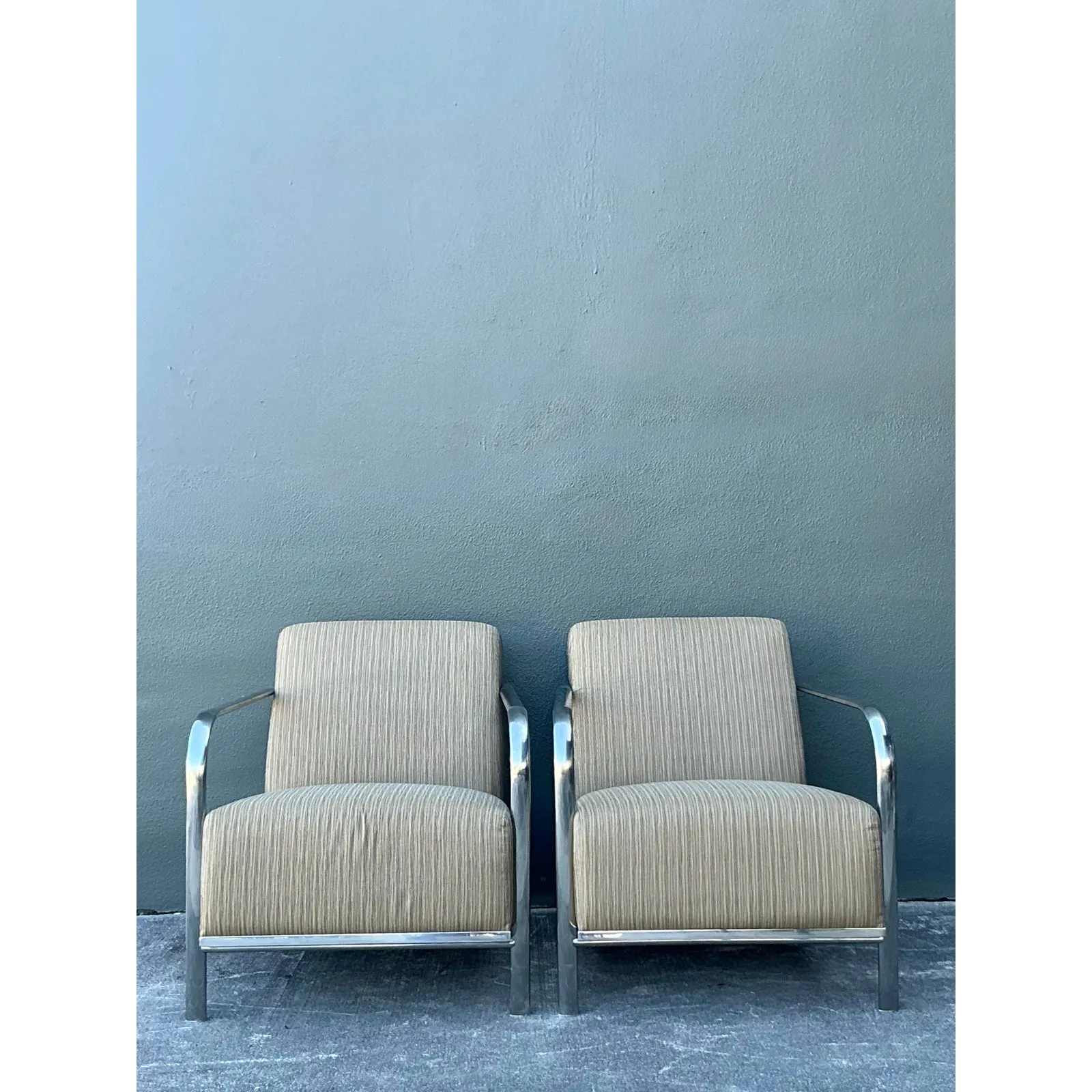 Vintage Boho Chrome Frame Lounge Chairs - A Pair — additional photo 4