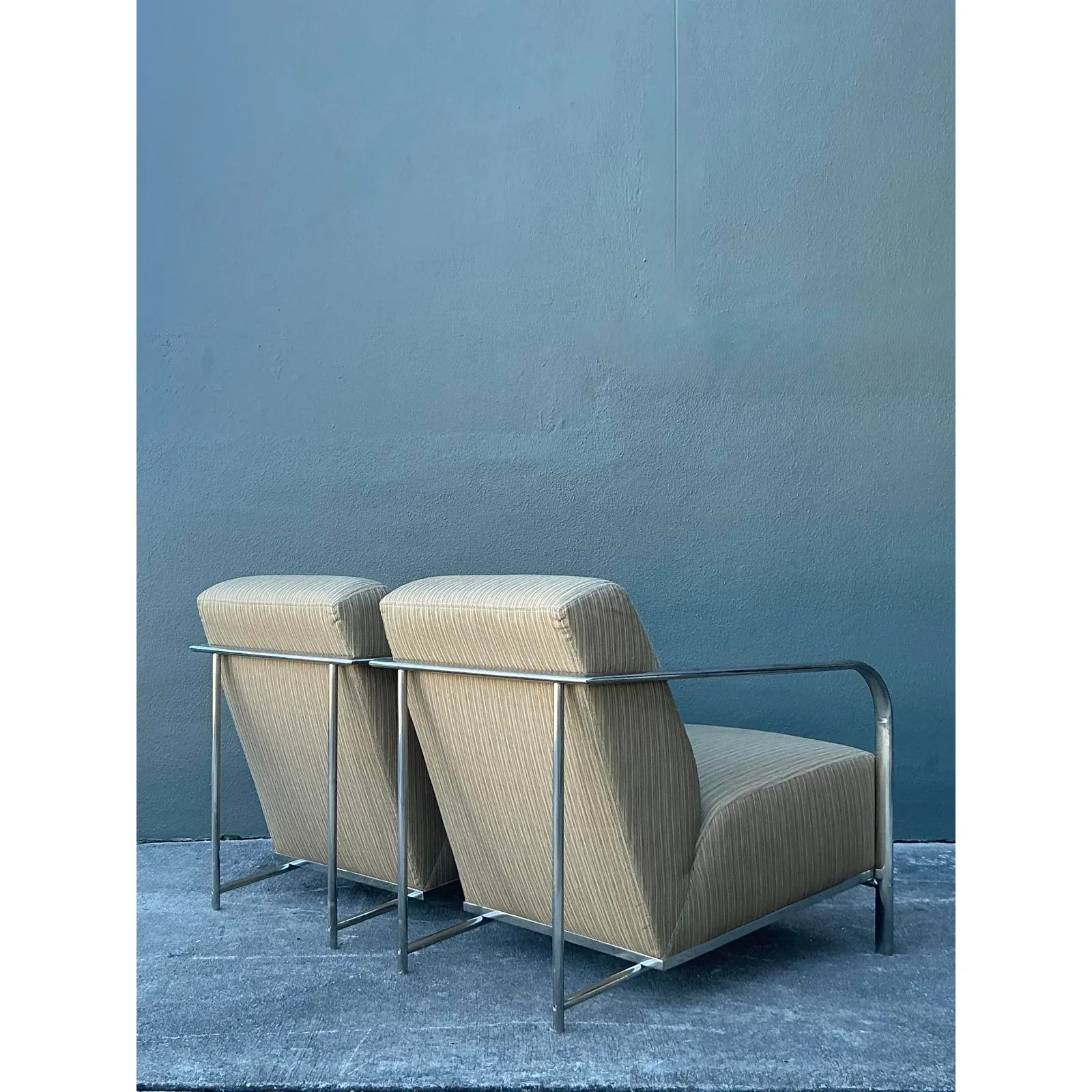 Vintage Boho Chrome Frame Lounge Chairs - A Pair — additional photo 5